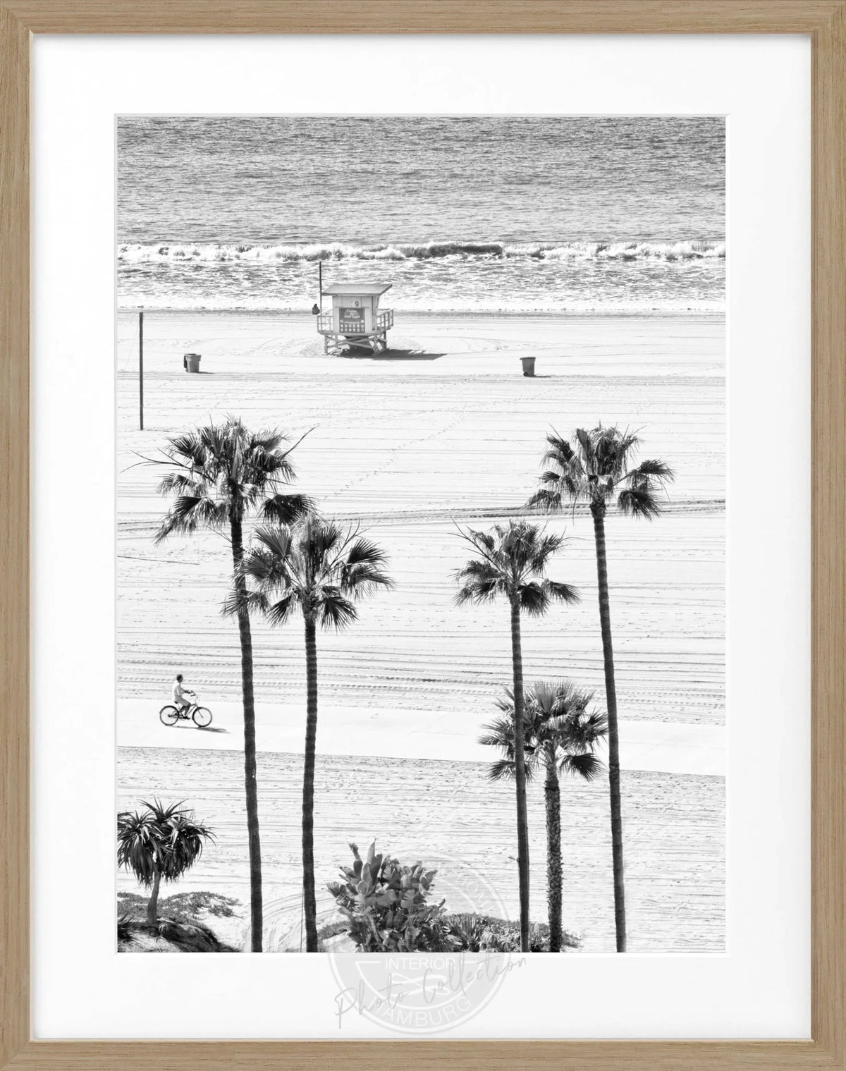 Schwarz-weiß Poster mit Rahmen, Kalifornien Santa Monica Beach Motiv, 25x31 cm, von Cosman-Photocollection