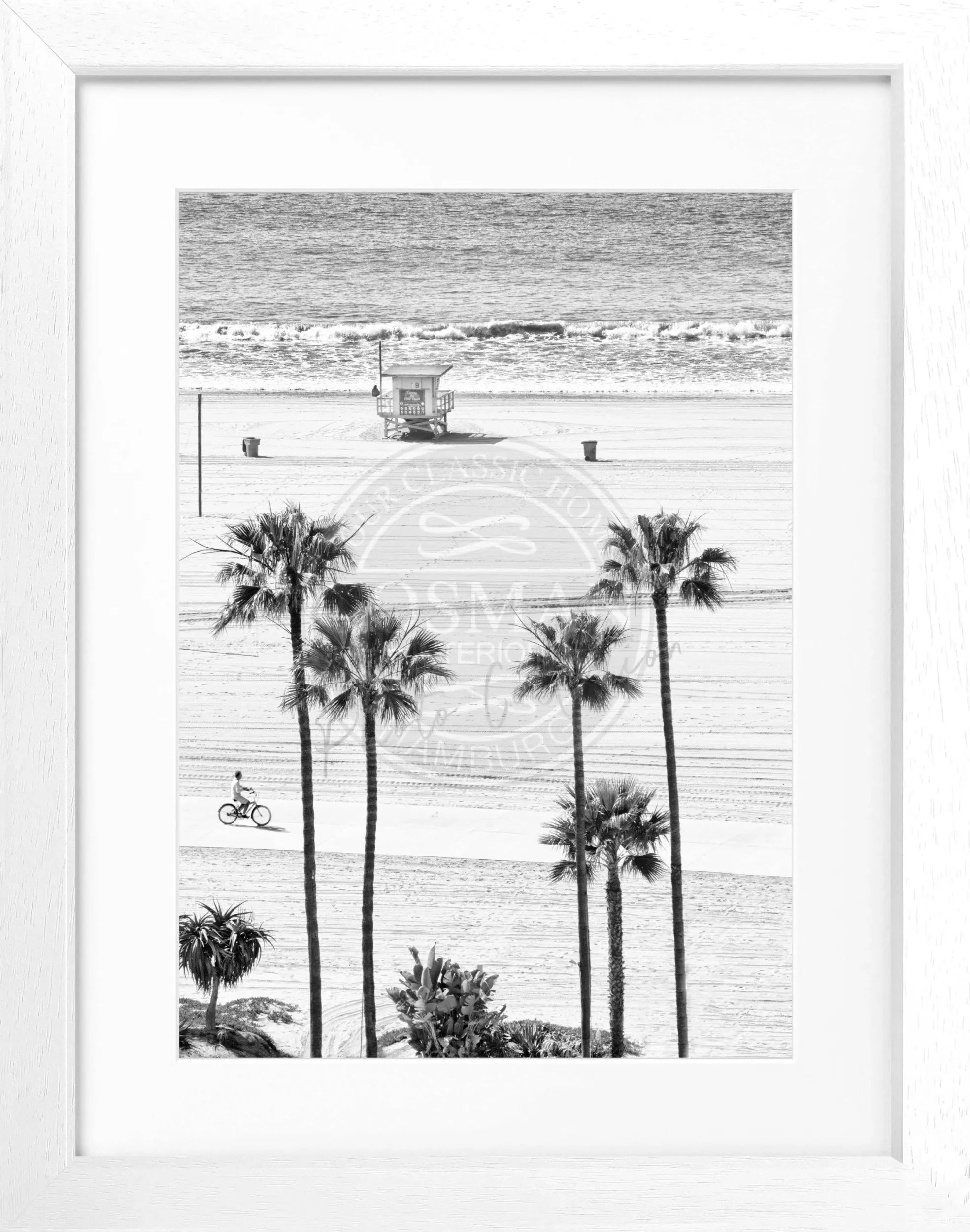Schwarz-weiß Poster mit Rahmen, Kalifornien Santa Monica Beach, Cosman-Photocollection, 25x31 cm, Wanddekoration