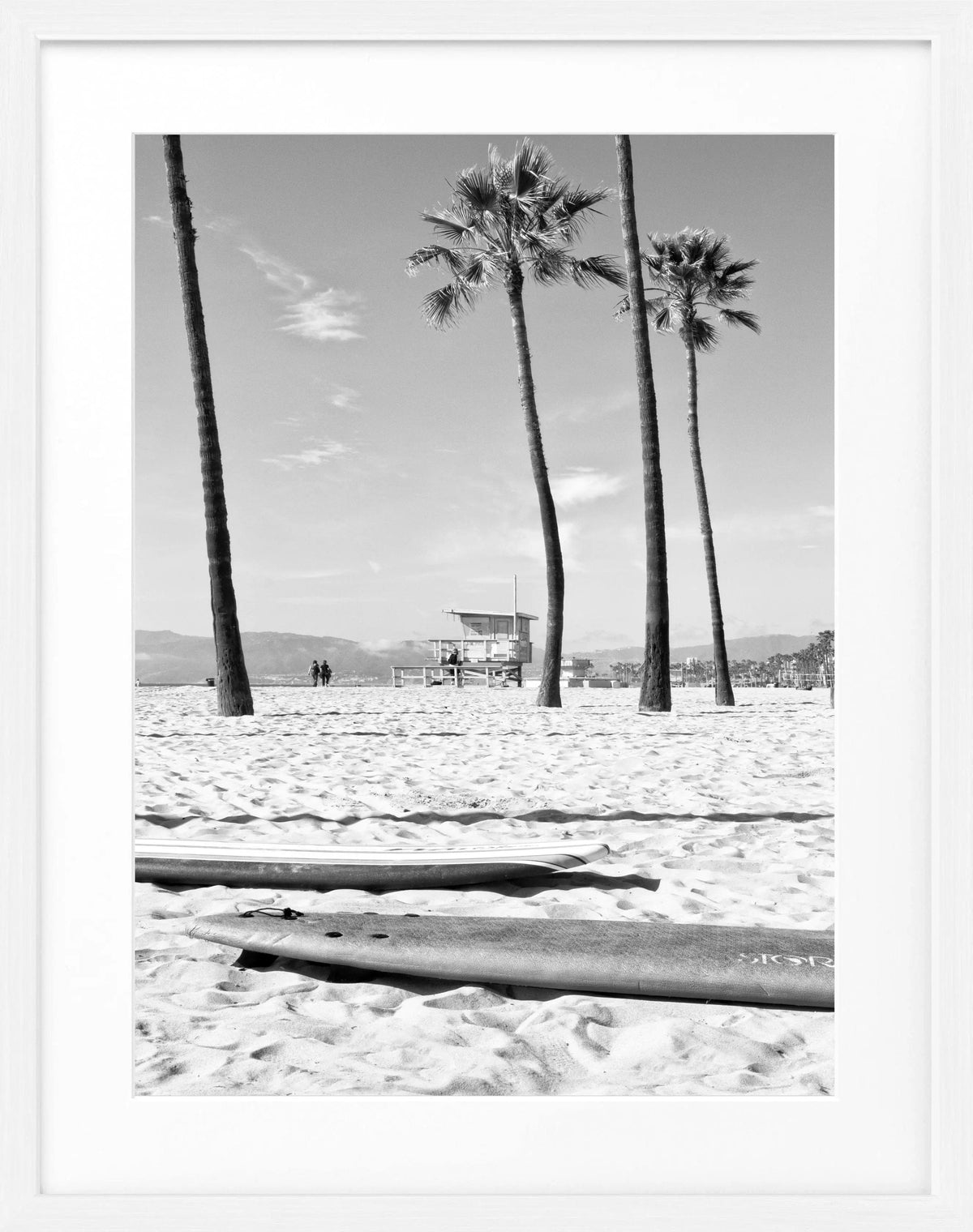 Schwarz-weiß Poster mit Rahmen, Kalifornien Venice Beach Motiv, 25x31cm, von Cosman-Photocollection
