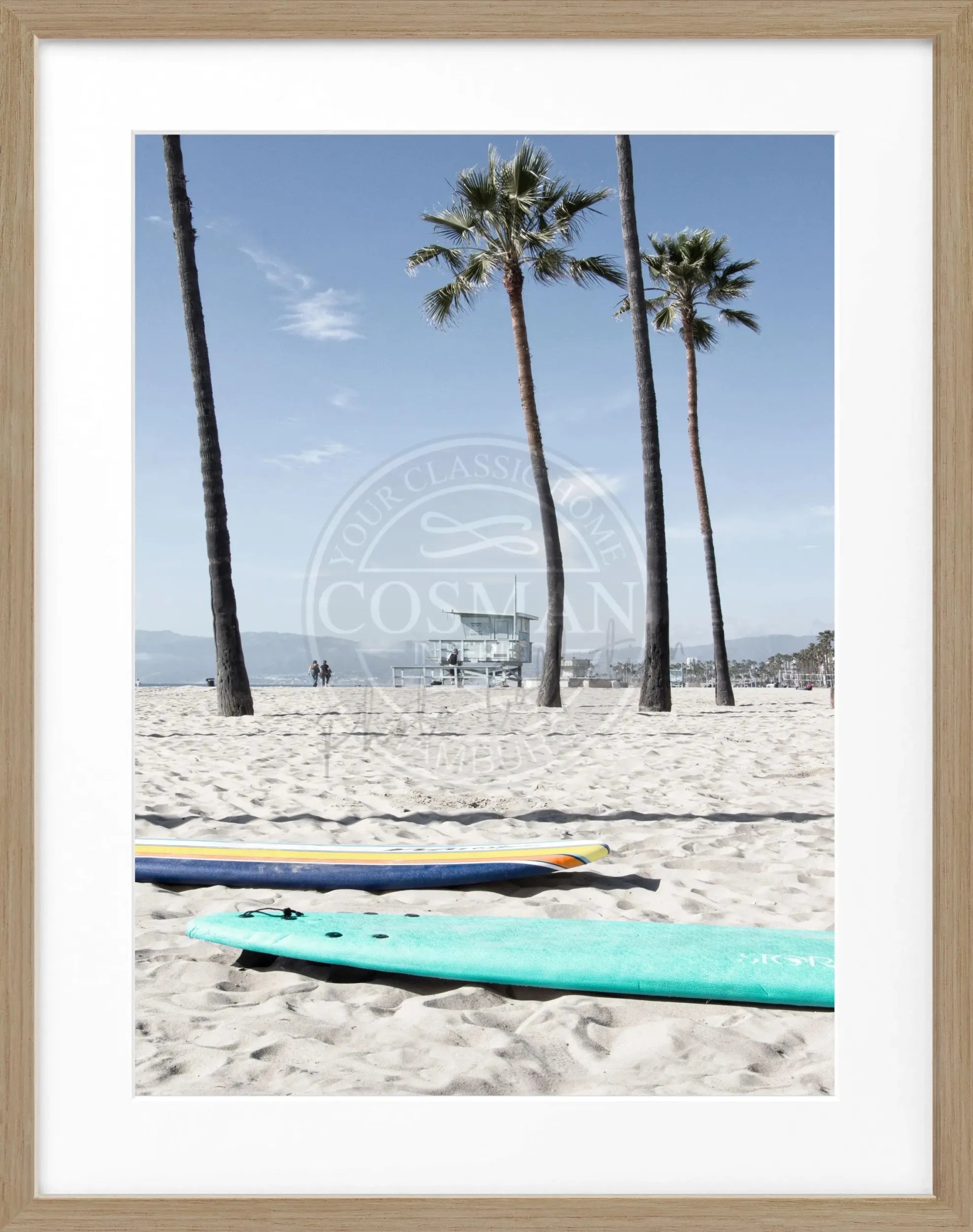 Schwarz-weiß Poster mit Rahmen, Kalifornien Venice Beach, Cosman-Photocollection, 25x31 cm, Wanddekoration