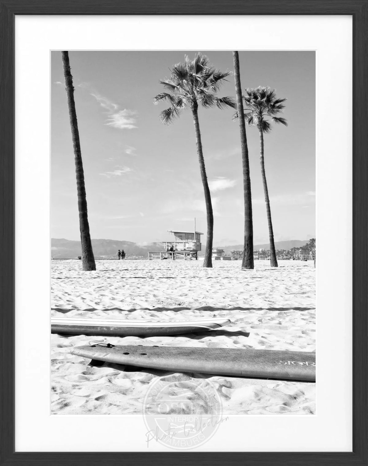 Schwarz-weiß Poster mit Rahmen, Kalifornien Venice Beach, von Cosman-Photocollection, 25x31 cm, dekoratives Wandbild