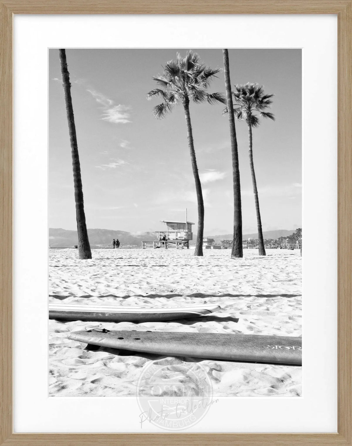 Schwarz-weiß Poster mit Rahmen, Kalifornien Venice Beach, von Cosman-Photocollection, 25x31 cm, stilvolle Wanddekoration