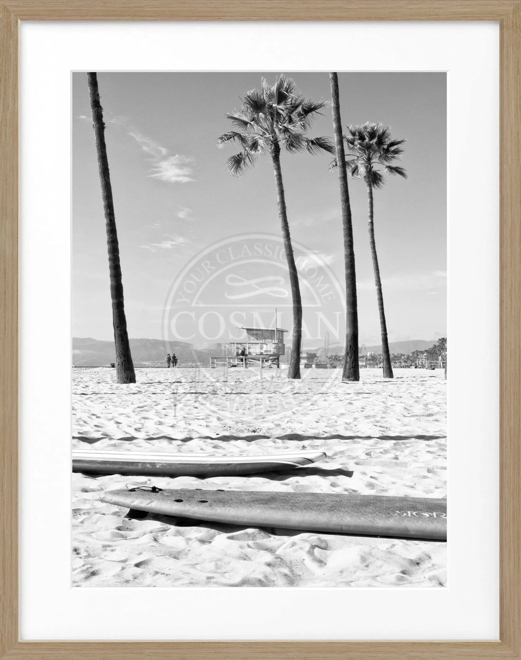Schwarz-weiß Poster mit Rahmen, Kalifornien Venice Beach, von Cosman-Photocollection, 25x31 cm, stilvolle Wanddekoration