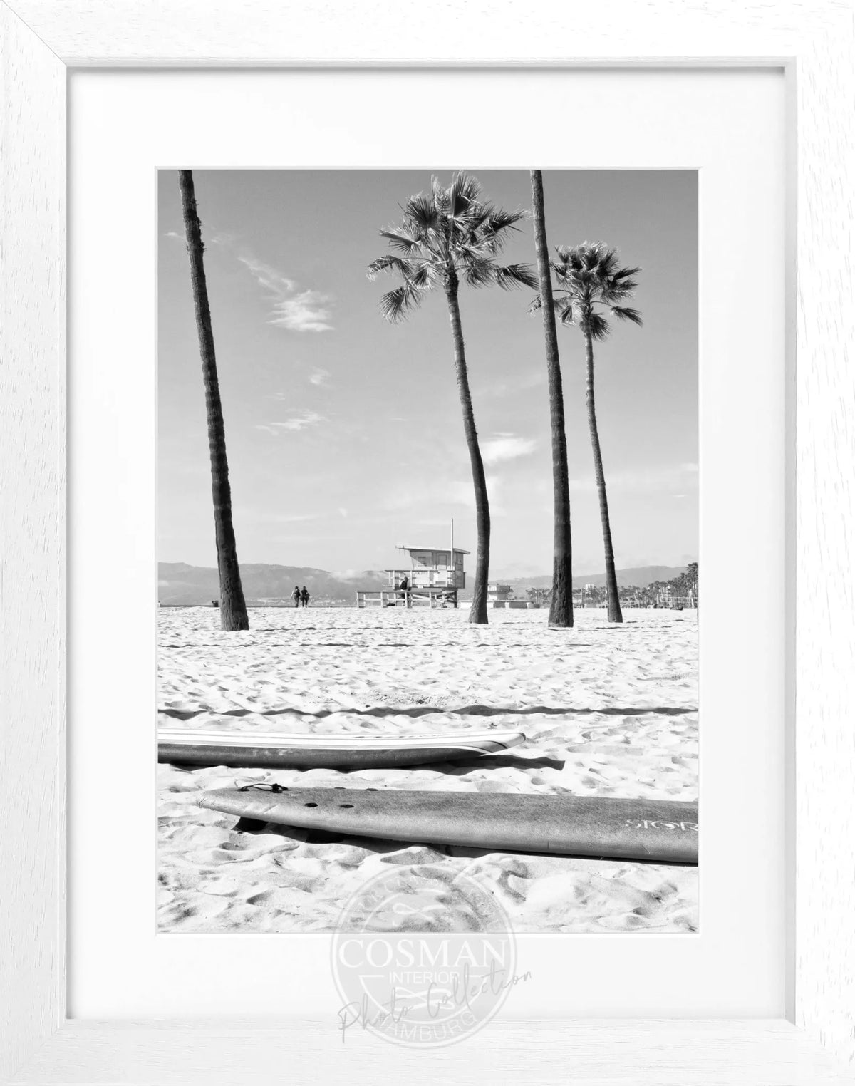 Schwarz-weiß Poster mit Rahmen von Cosman-Photocollection, Kalifornien Venice Beach, 25x31 cm, modernes Wandbild