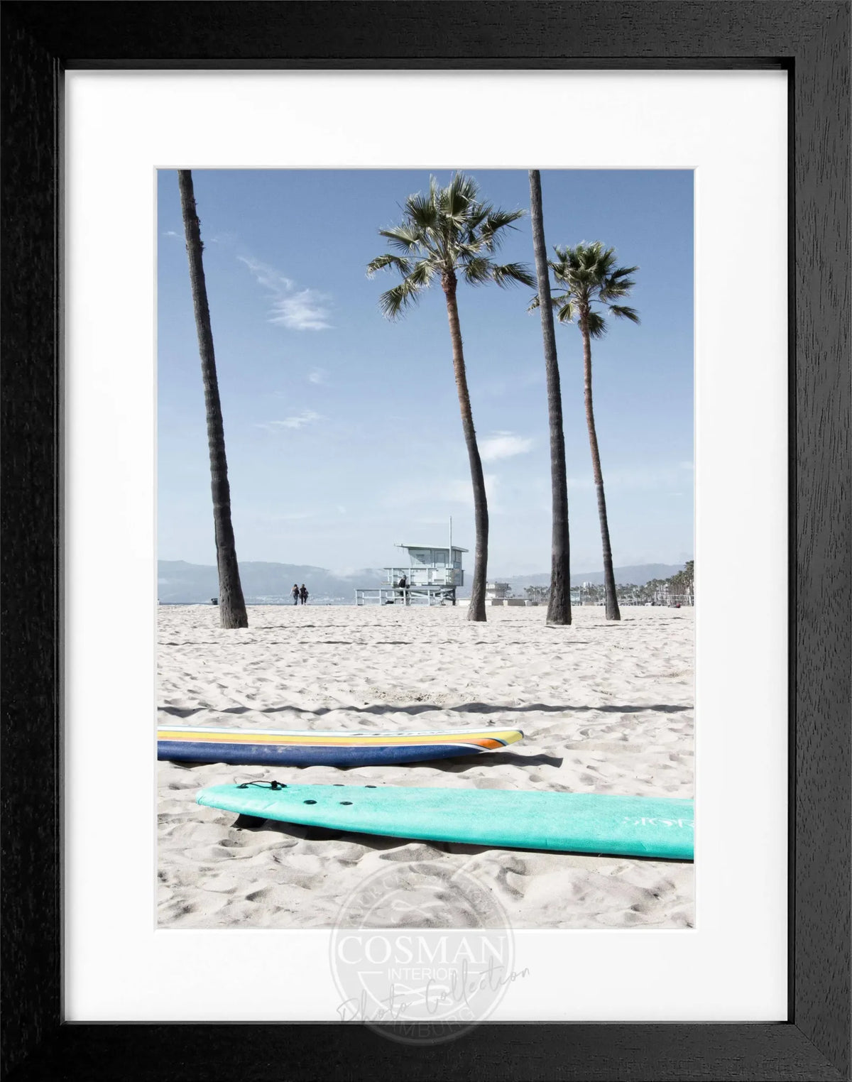 Schwarz-weißes Poster mit Rahmen, Kalifornien Venice Beach, von Cosman-Photocollection, 25x31 cm, modernes Wandbild