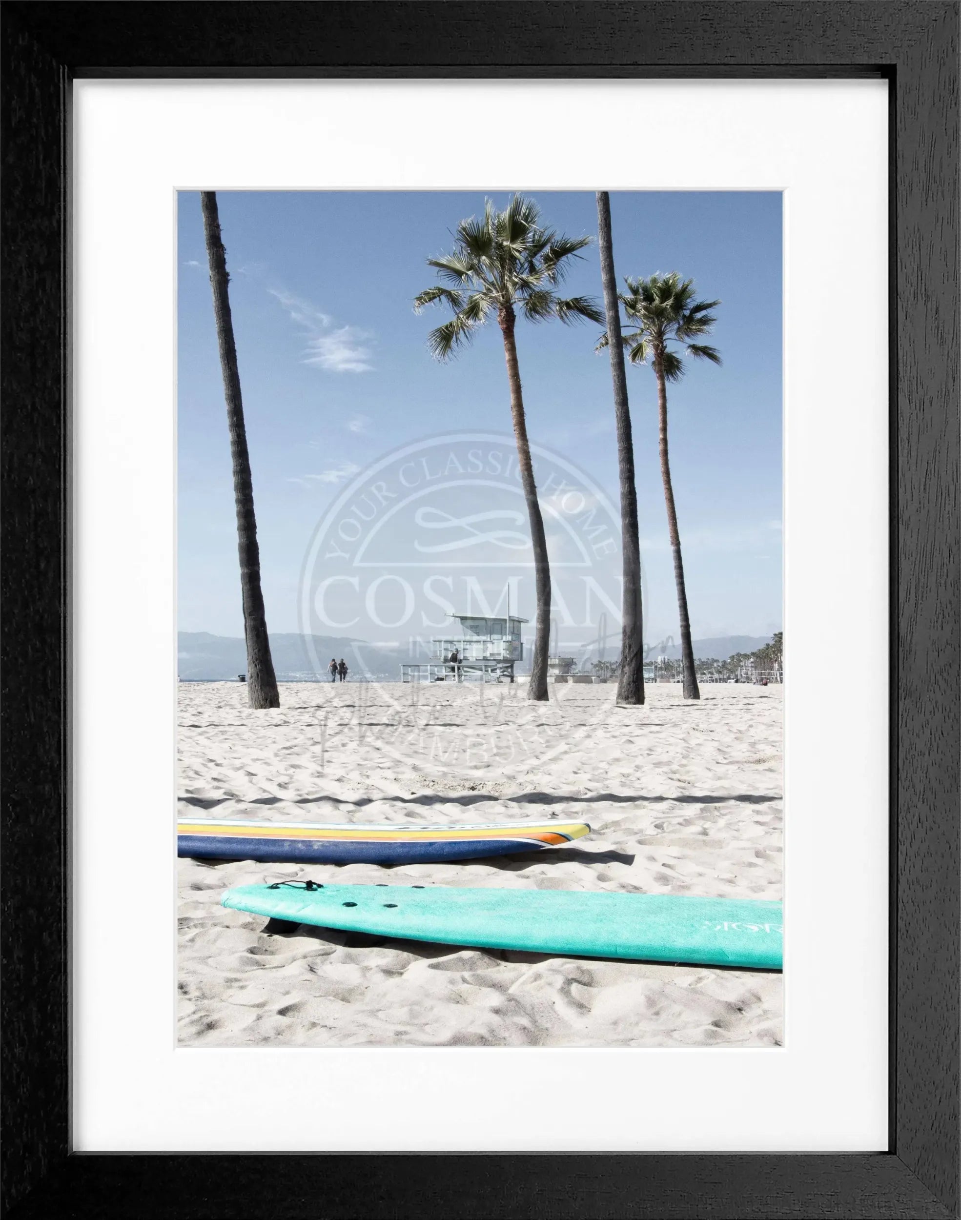 Schwarz-weißes Poster mit Rahmen, Kalifornien Venice Beach, von Cosman-Photocollection, 25x31 cm, modernes Wandbild