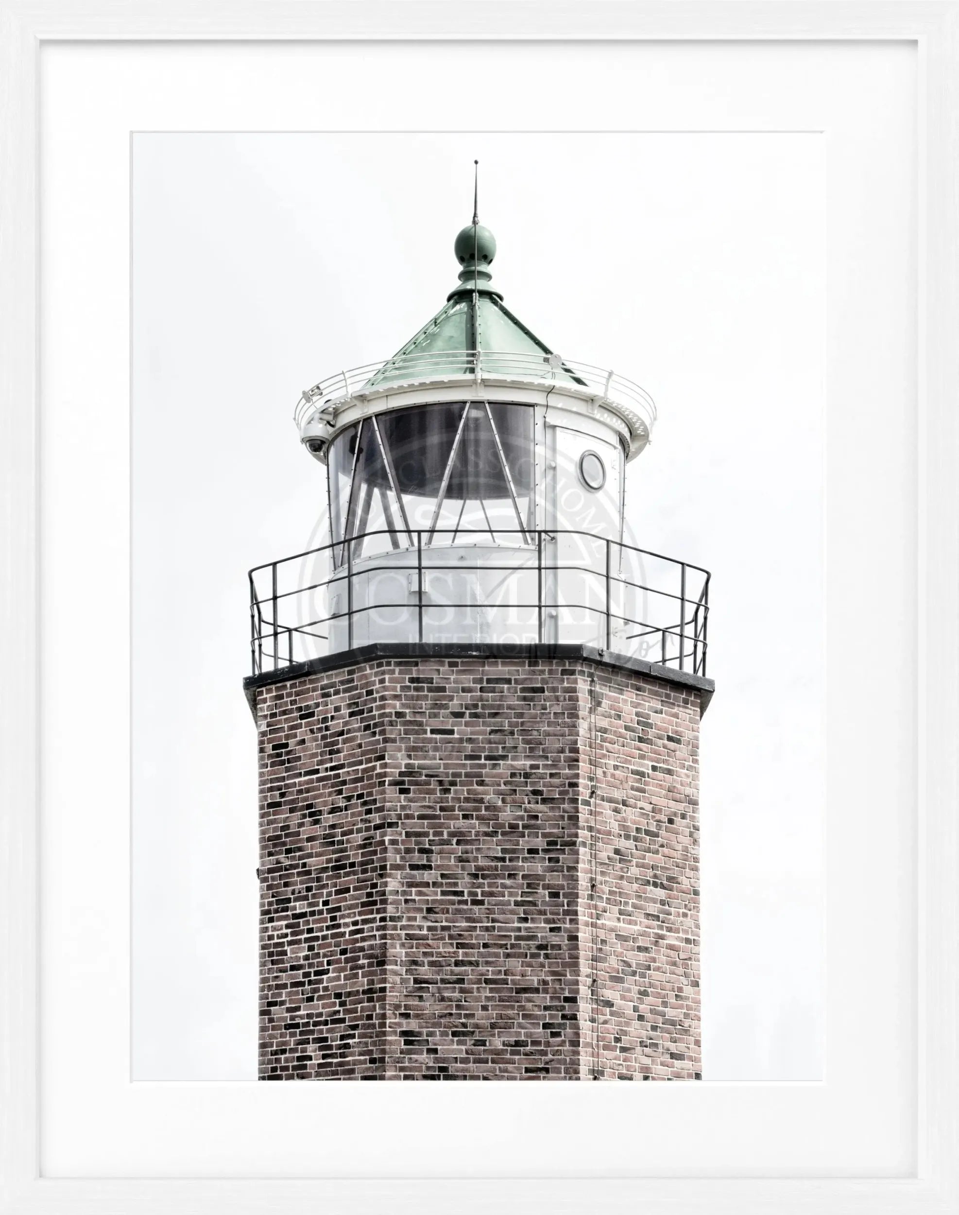 Schwarz-weiß Poster mit Rahmen, Leuchtturm am Rotes Kliff auf Sylt, von Cosman-Photocollection, 25x31 cm.