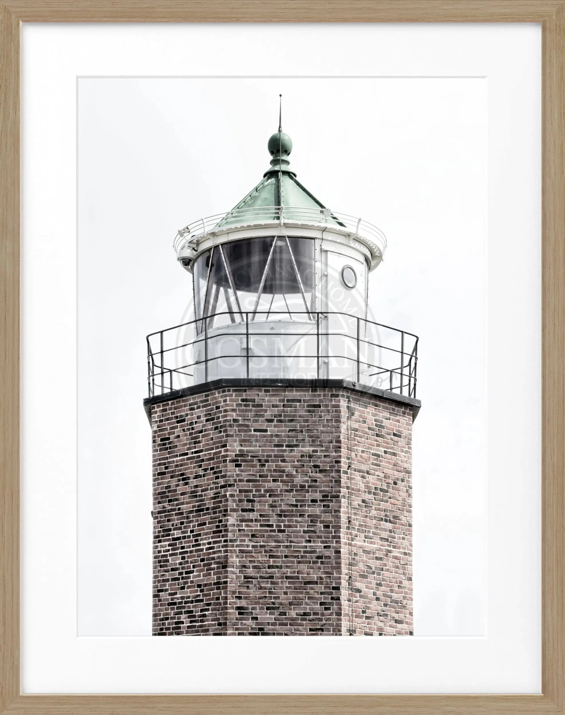 Schwarz-weiß Poster mit Rahmen, Leuchtturm am Roten Kliff auf Sylt, von Cosman-Photocollection, 25x31 cm, Wanddekoration