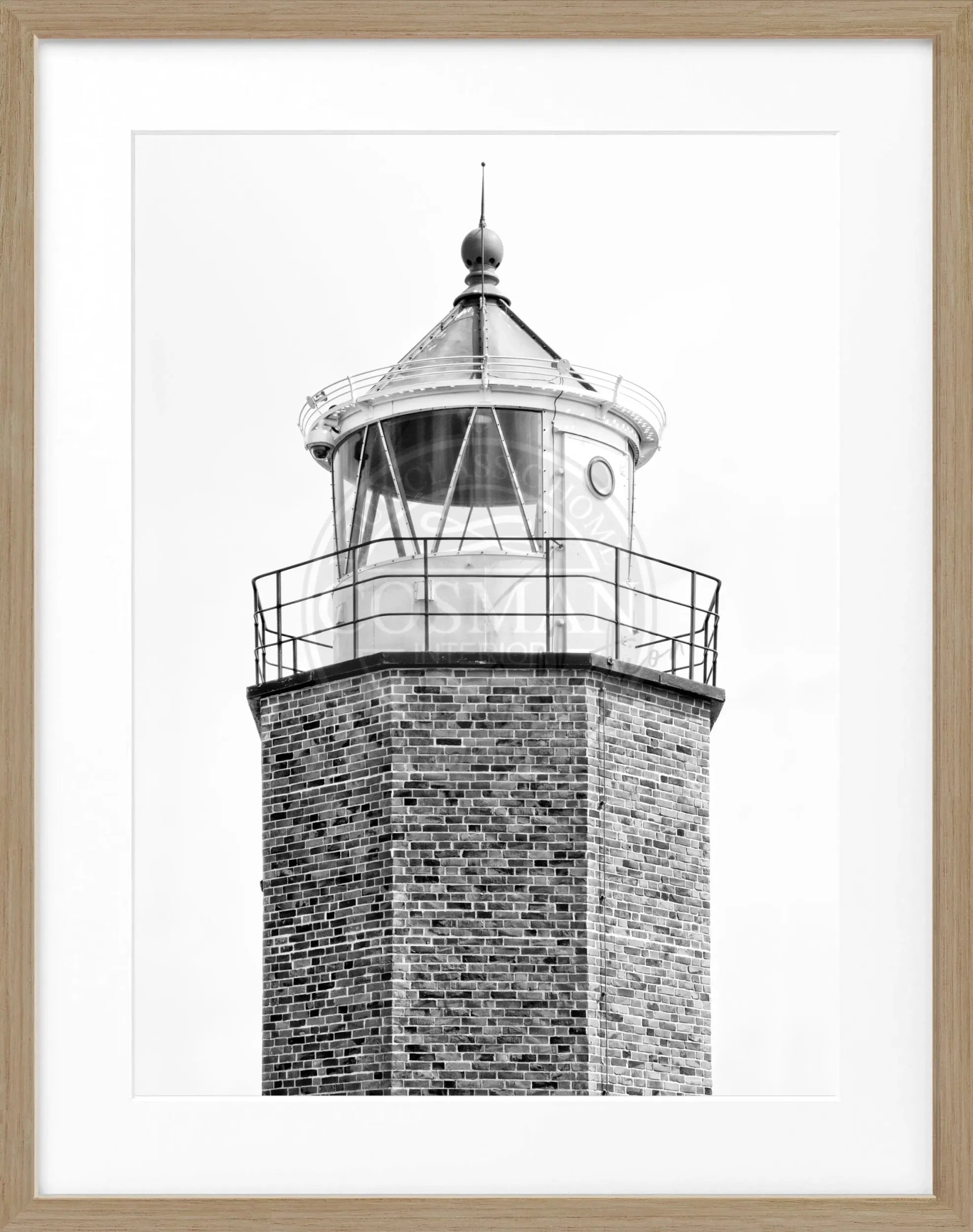 Schwarz-weiß Poster mit Rahmen, Leuchtturm am Rotes Kliff auf Sylt, von Cosman-Photocollection, 25x31 cm.
