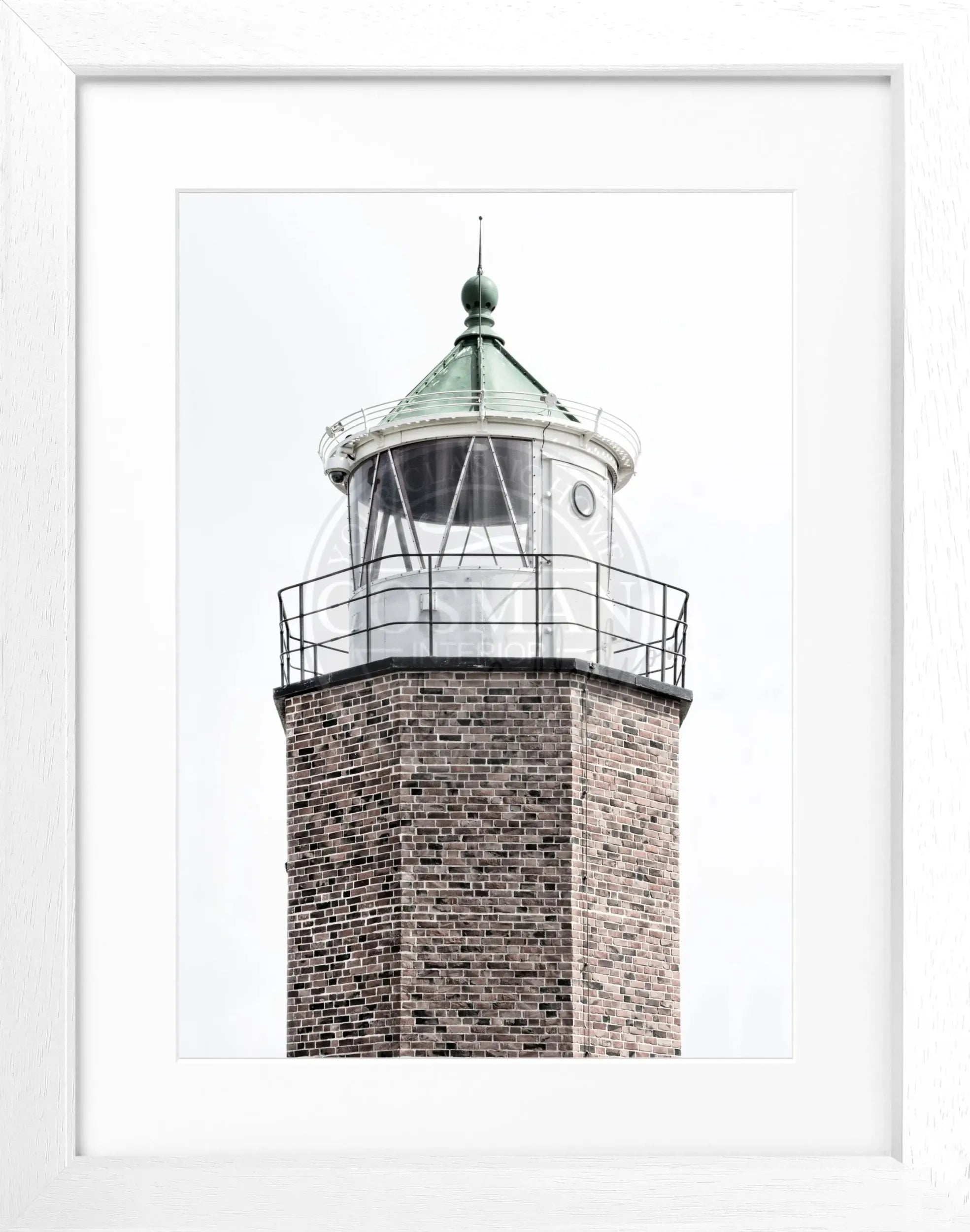 Schwarz-weiß Poster mit Rahmen, Leuchtturm am roten Kliff auf Sylt, von Cosman-Photocollection, 25x31cm, Motiv in Szene gesetzt.