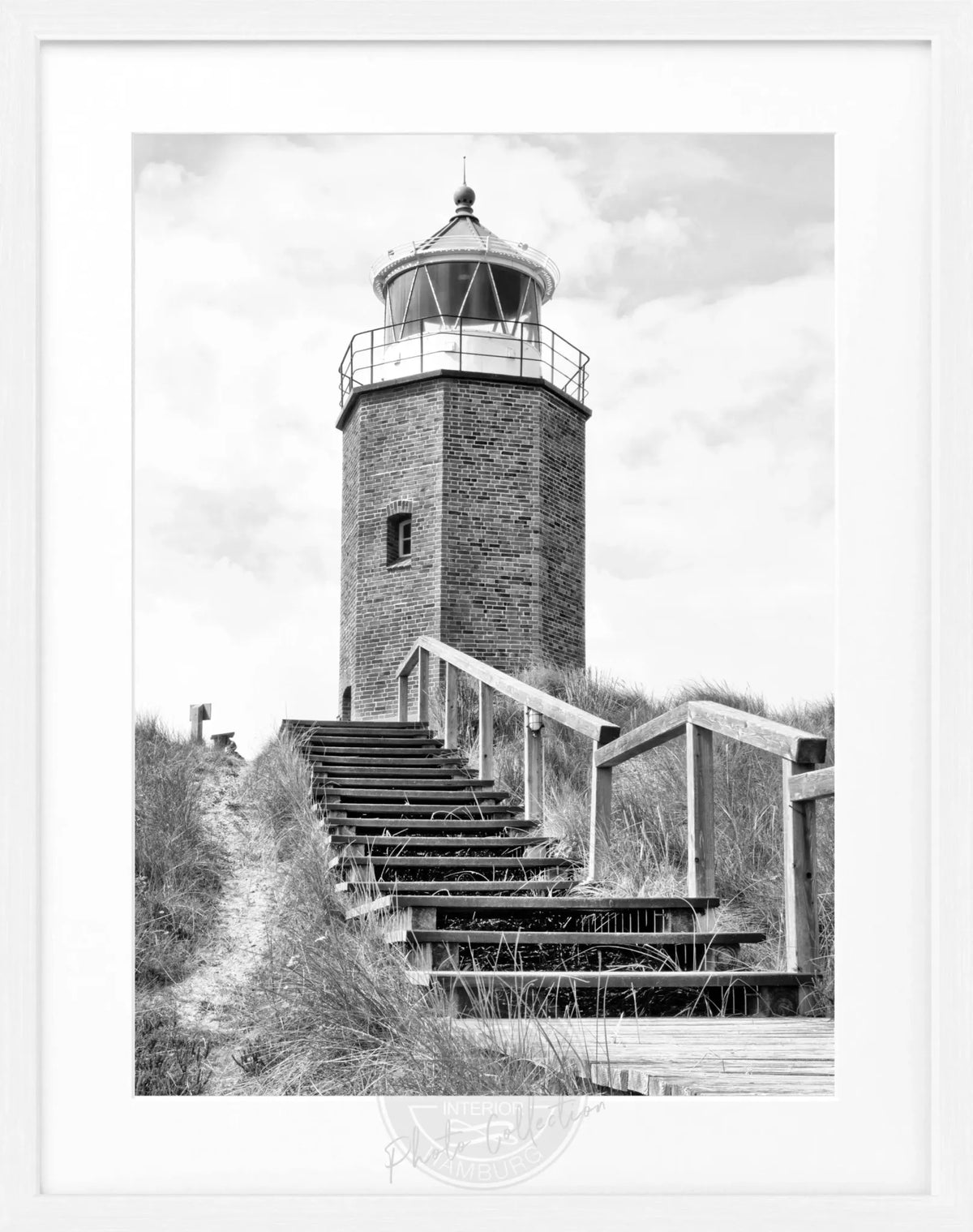 Schwarz-weiß Poster mit Rahmen, Leuchtturm Sylt am Rotes Kliff, Kampen, von Cosman-Photocollection, 25x31cm