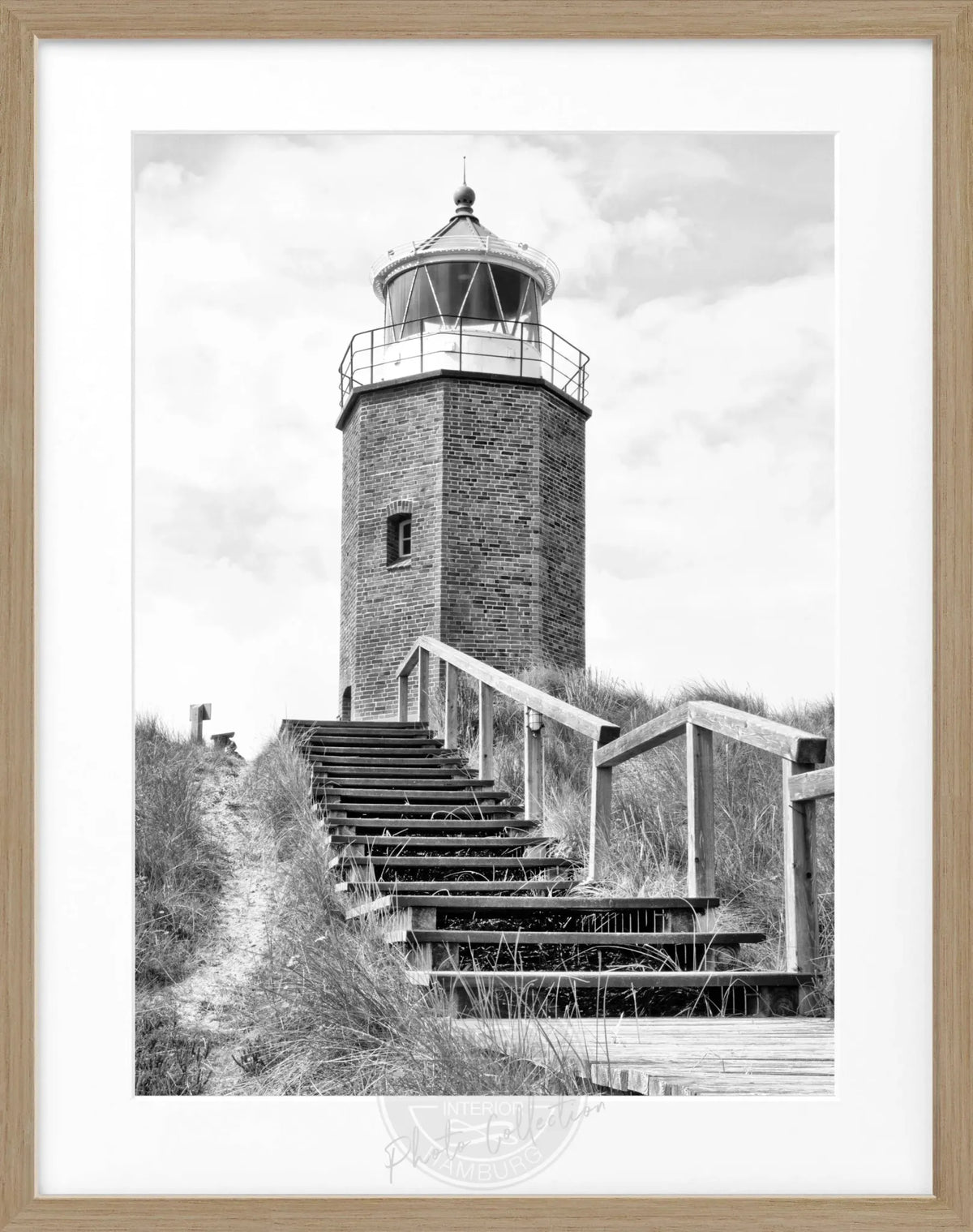 Schwarz-weiß Poster mit Rahmen, Leuchtturm Sylt am Roten Kliff in Kampen, von Cosman-Photocollection, 25x31 cm