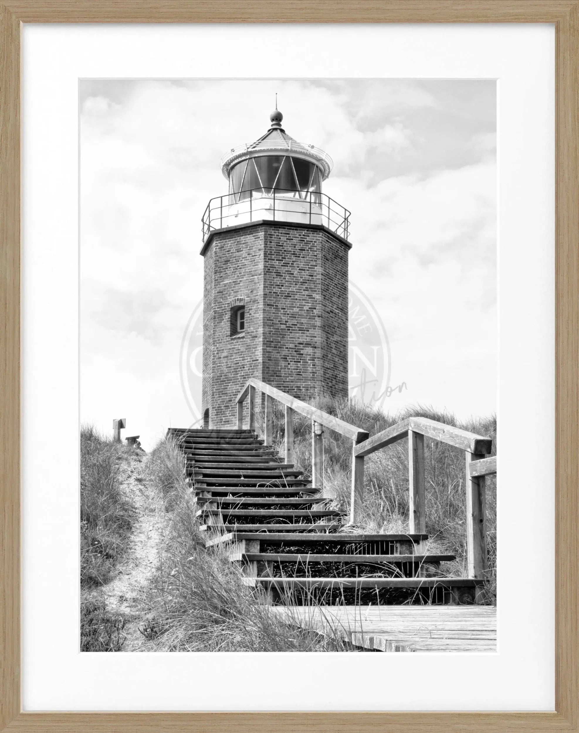 Schwarz-weiß Poster mit Rahmen, Leuchtturm Sylt am Roten Kliff in Kampen, von Cosman-Photocollection, 25x31 cm