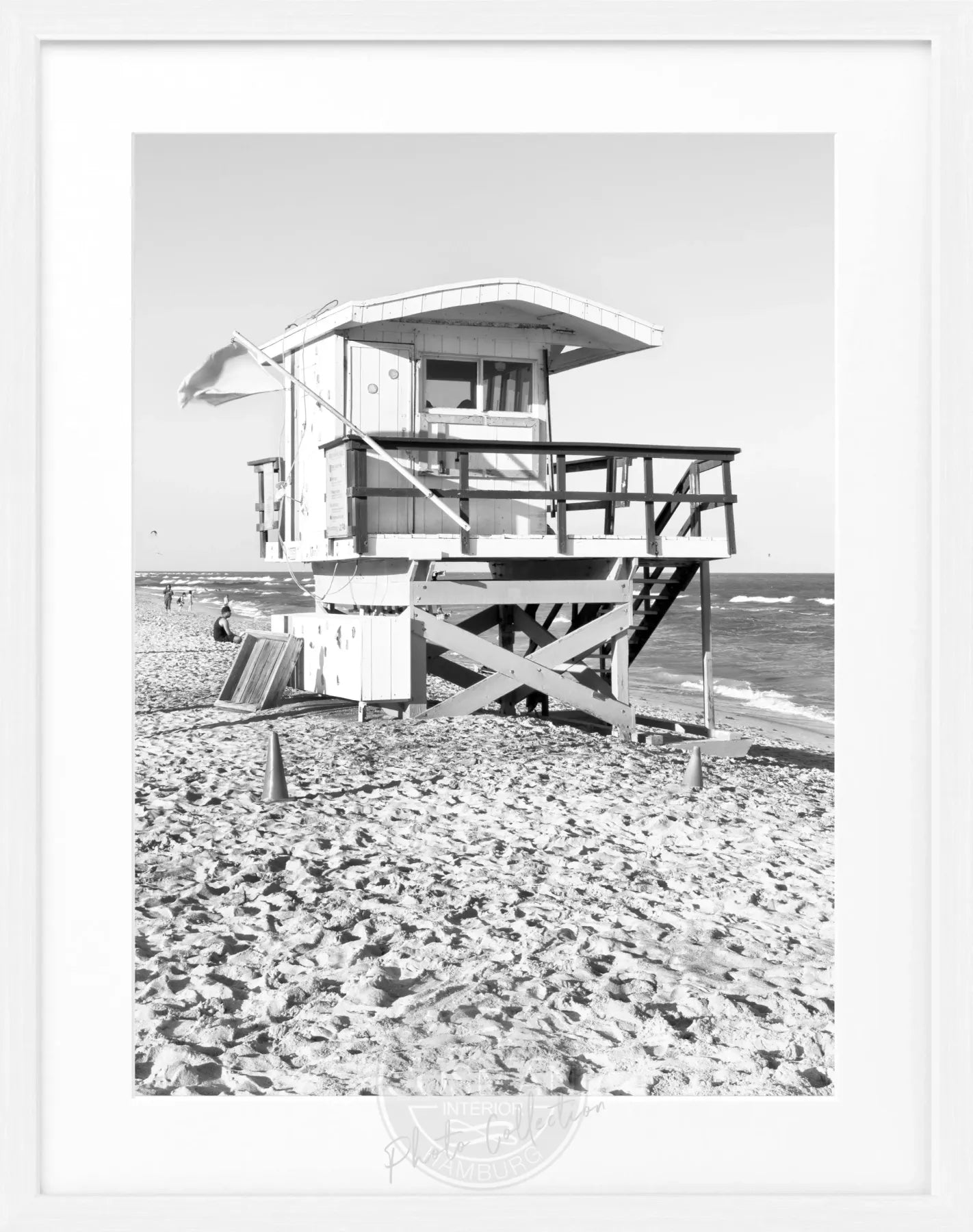 Schwarz-weiß Poster mit Rahmen 'Lifeguard' Florida Key West von Cosman-Photocollection, 25x31 cm, maritimes Motiv