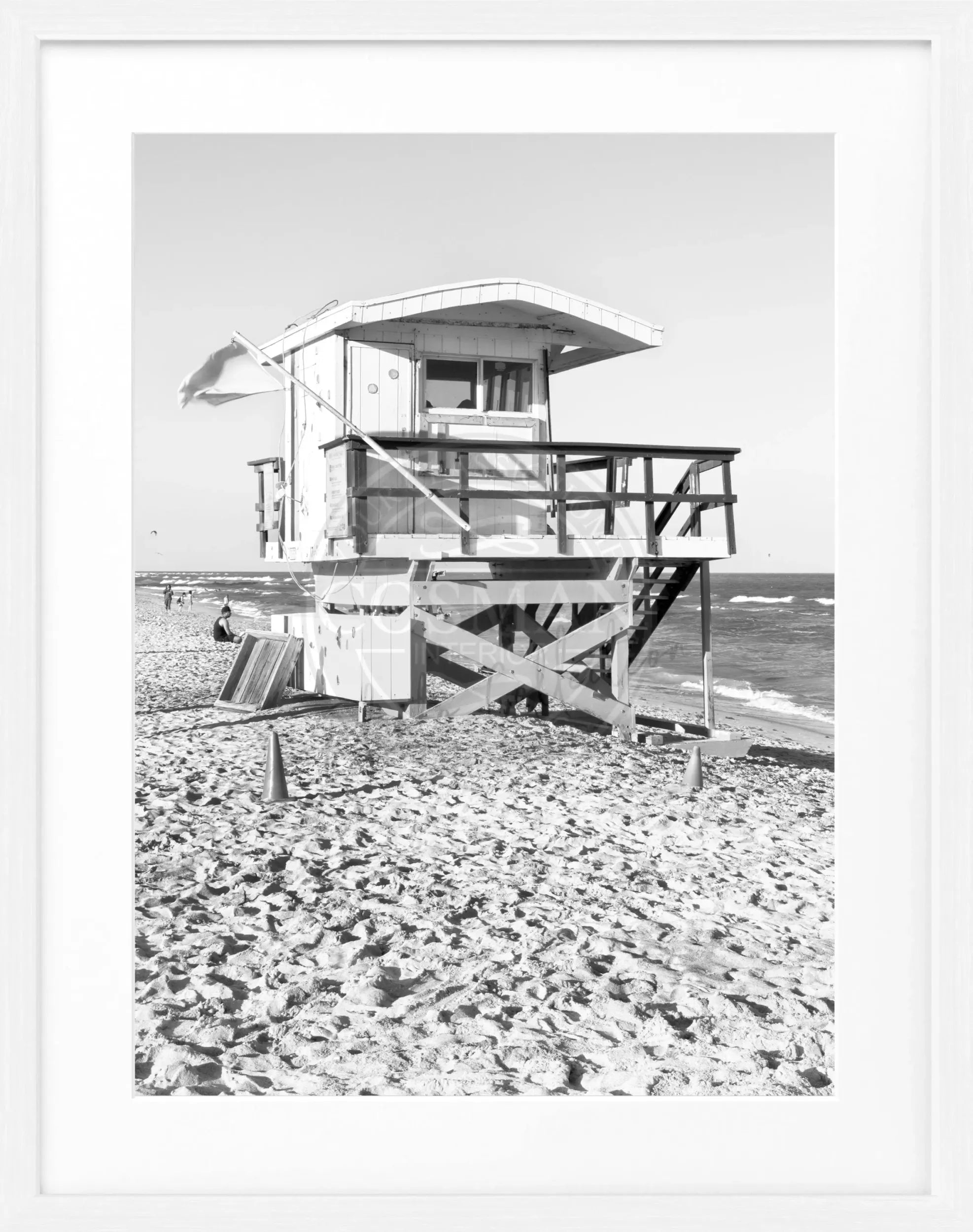 Schwarz-weiß Poster mit Rahmen 'Lifeguard' Florida Key West von Cosman-Photocollection, 25x31 cm, maritimes Motiv