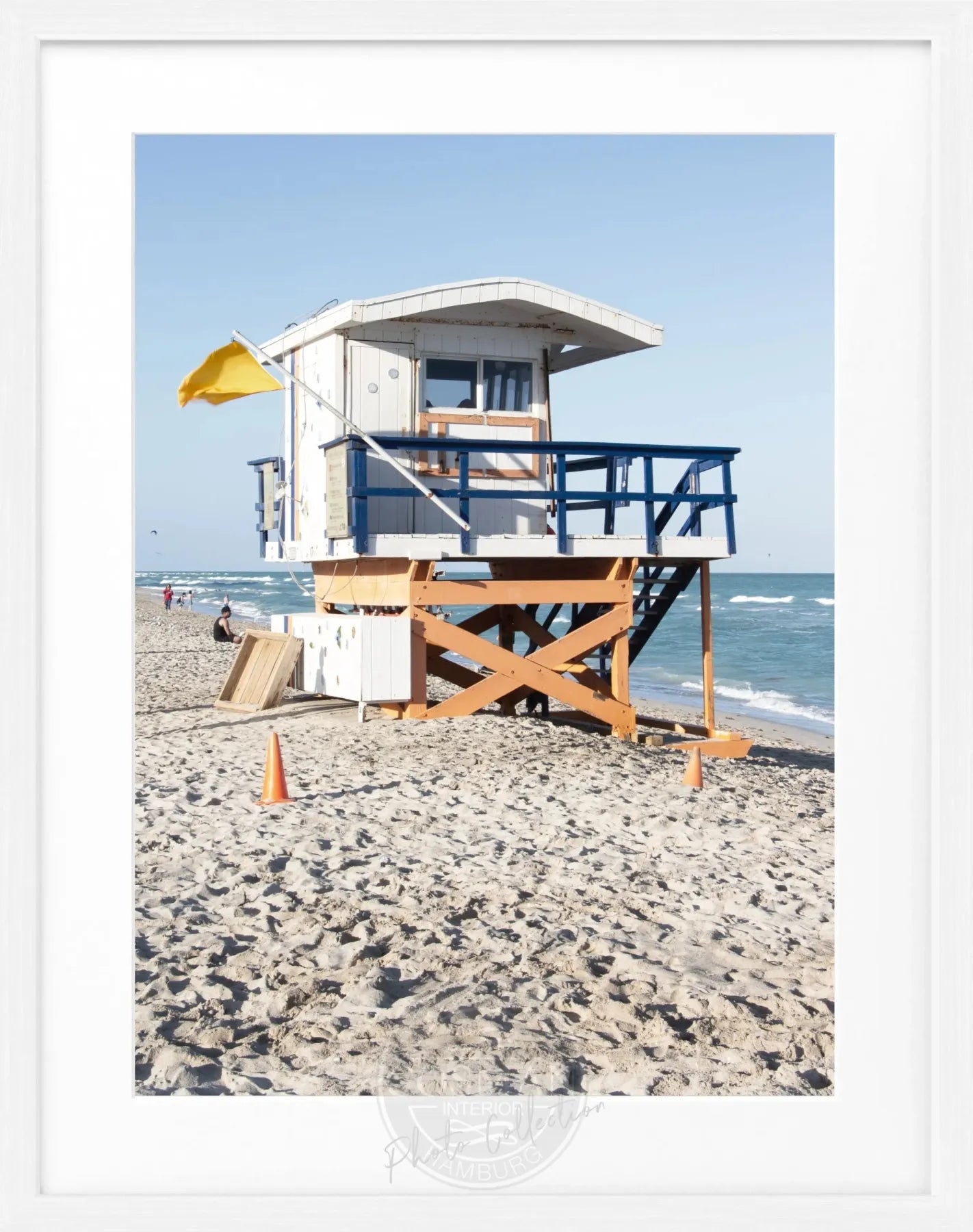 Schwarz-weiß Poster mit Rahmen 'Lifeguard' von Cosman-Photocollection, Florida Key West, 25x31 cm, Strandmotiv.