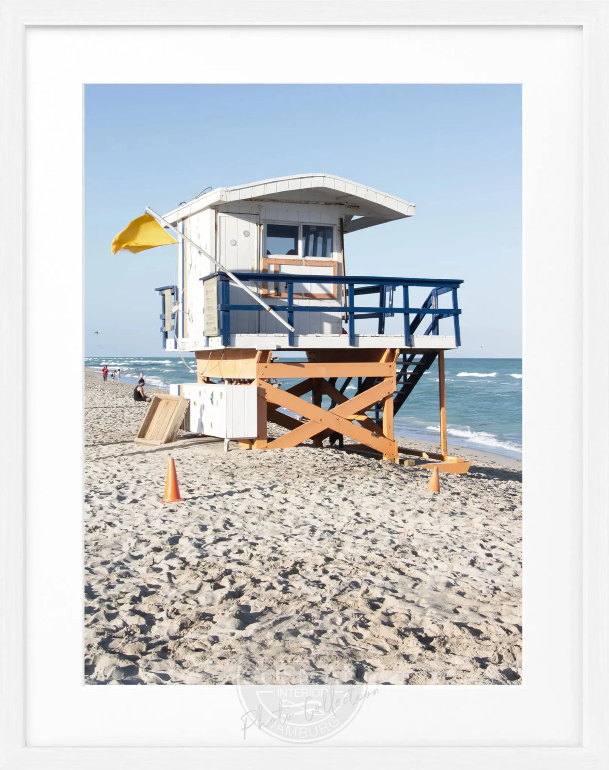 Schwarz-weiß Poster mit Rahmen 'Lifeguard' von Cosman-Photocollection, Florida Key West, 25x31 cm, Strandmotiv.