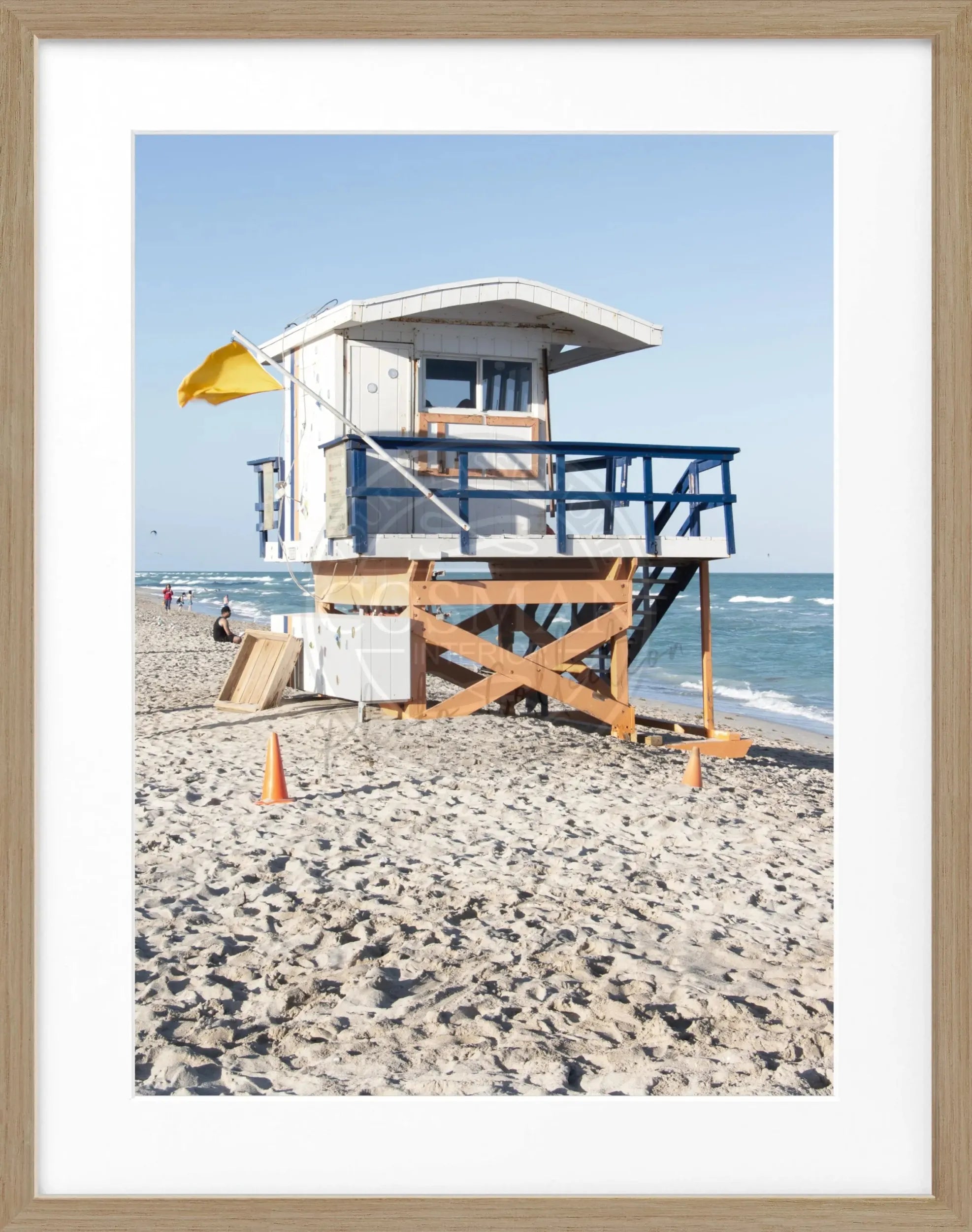 Schwarzweiß-Poster mit Rahmen „Lifeguard“ aus Florida Key West, 25x31cm, von Cosman-Photocollection.