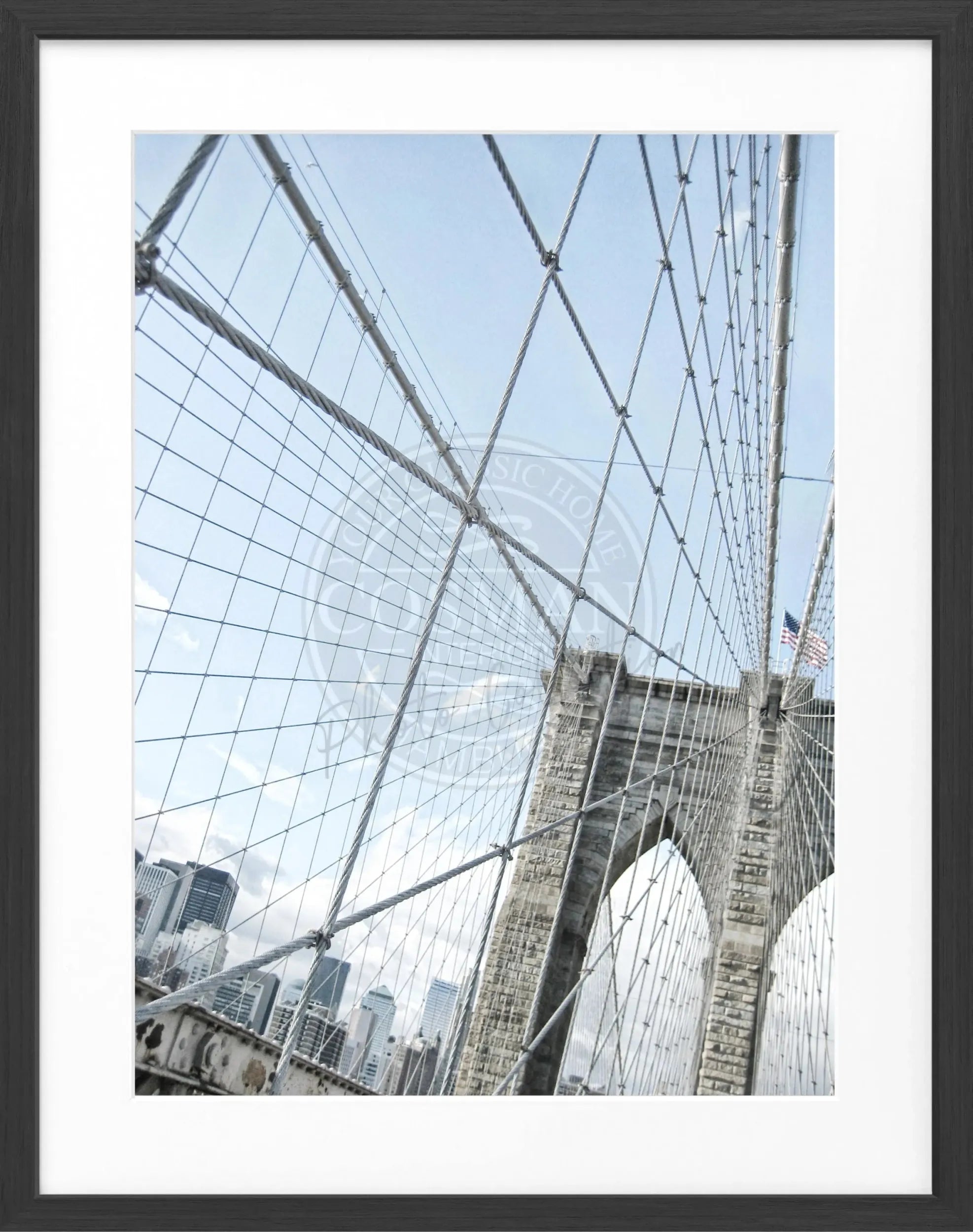 Schwarz-weißer Poster mit Rahmen, New York Brooklyn Bridge, Cosman-Photocollection, 25x31cm, Wanddekoration