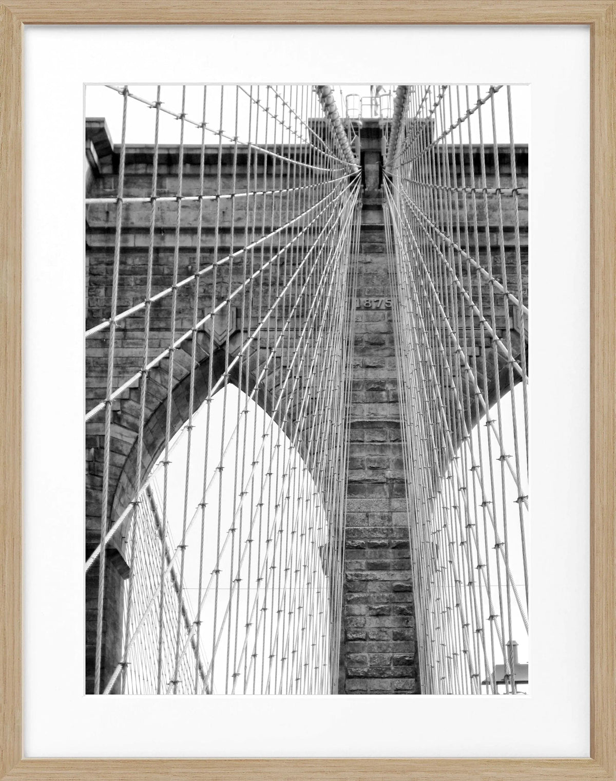 Schwarz-weiß Poster mit Rahmen von Cosman-Photocollection, New York Brooklyn Bridge, 25x31 cm, urbanes Stadtmotiv