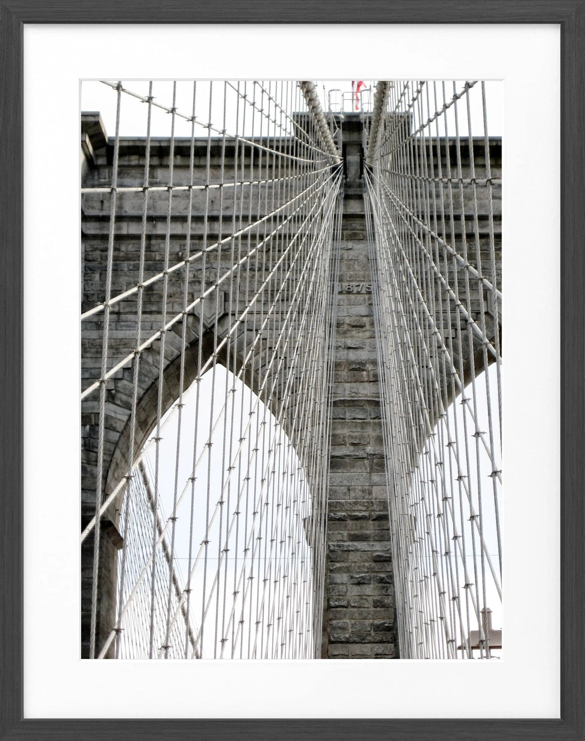 Schwarz-weiß Poster mit Rahmen von Cosman-Photocollection, New York Brooklyn Bridge, 25x31 cm, Wanddekoration
