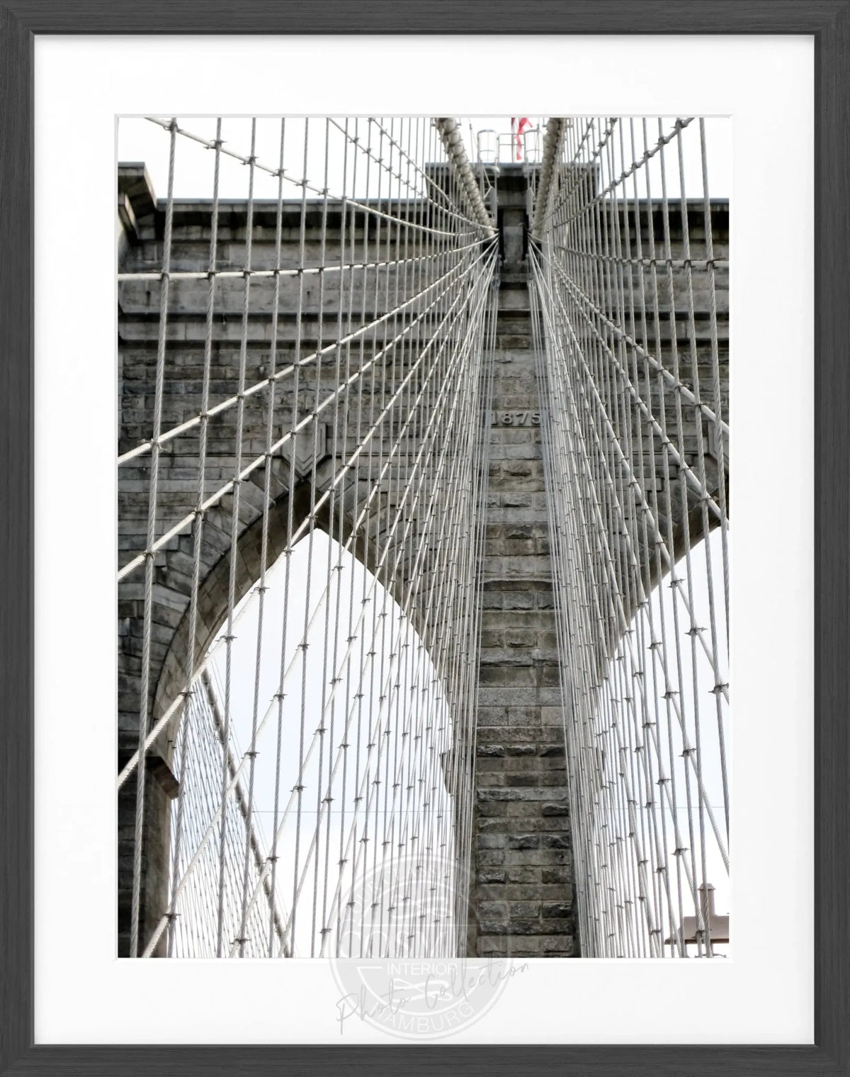 Schwarz-weiß Poster mit Rahmen von Cosman-Photocollection, New York Brooklyn Bridge, 25x31 cm, Wanddekoration