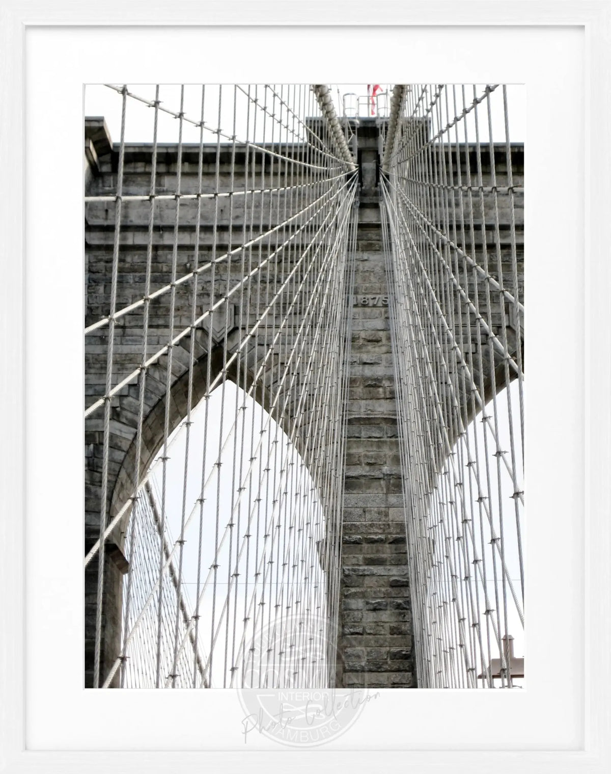 Schwarz-weiß Poster mit Rahmen von Cosman-Photocollection, New York Brooklyn Bridge, 25x31 cm, stilvolles Wandbild