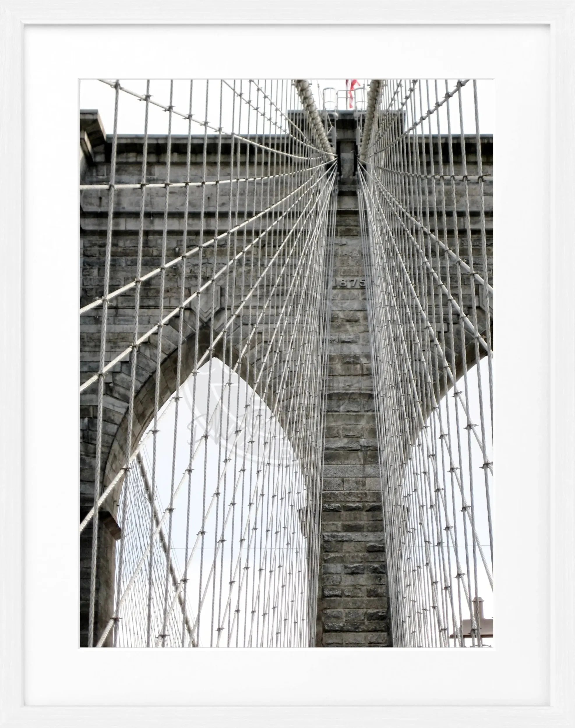 Schwarz-weiß Poster mit Rahmen von Cosman-Photocollection, New York Brooklyn Bridge, 25x31 cm, stilvolles Wandbild