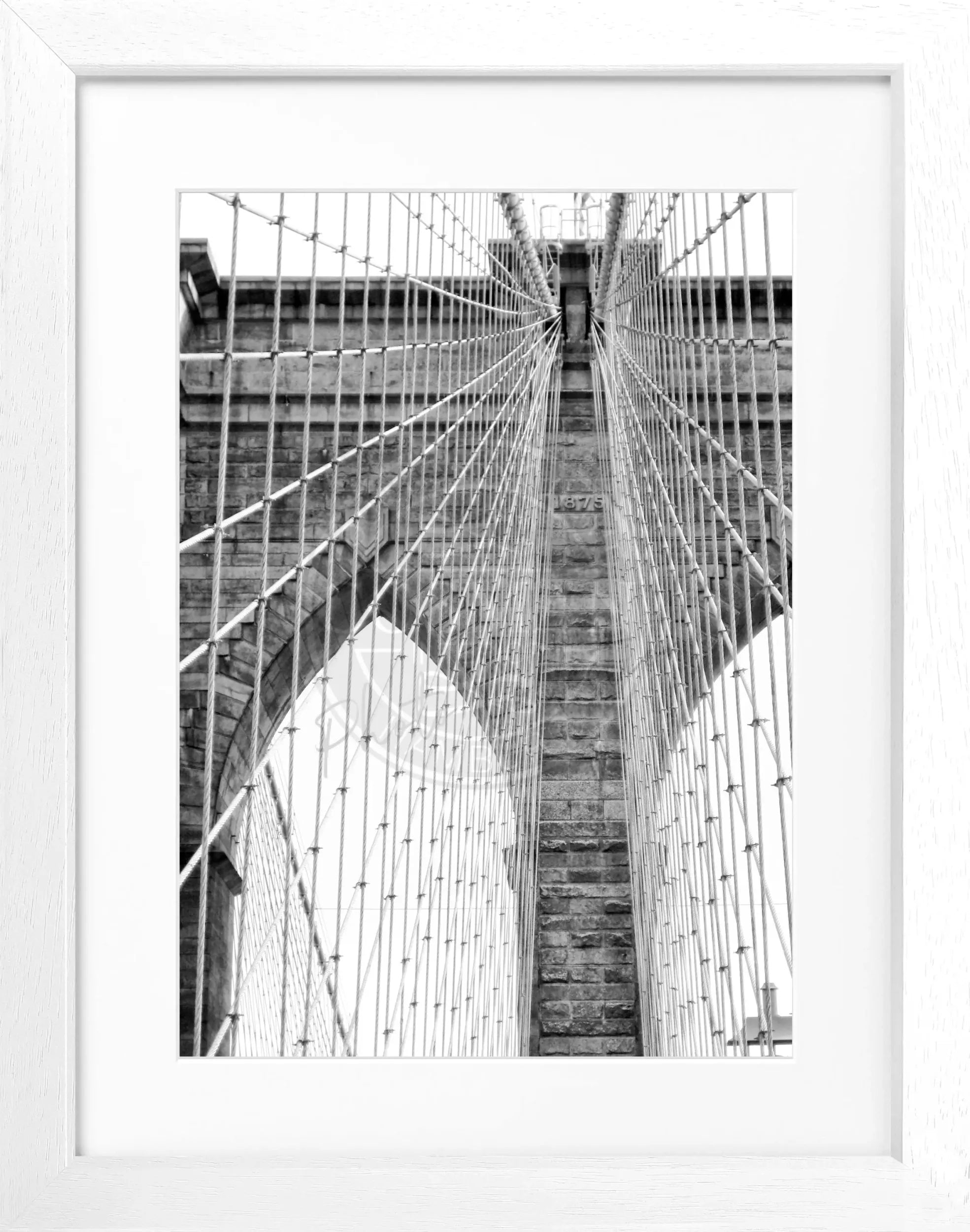 Schwarz-weiß Poster mit Rahmen von Cosman-Photocollection, Brooklyn Bridge in New York, 25x31 cm, stilvolles Wandbild