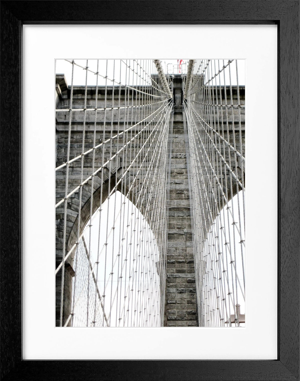 Schwarz-weiß Poster mit Rahmen, New York Brooklyn Bridge Motiv, von Cosman-Photocollection, 25x31 cm