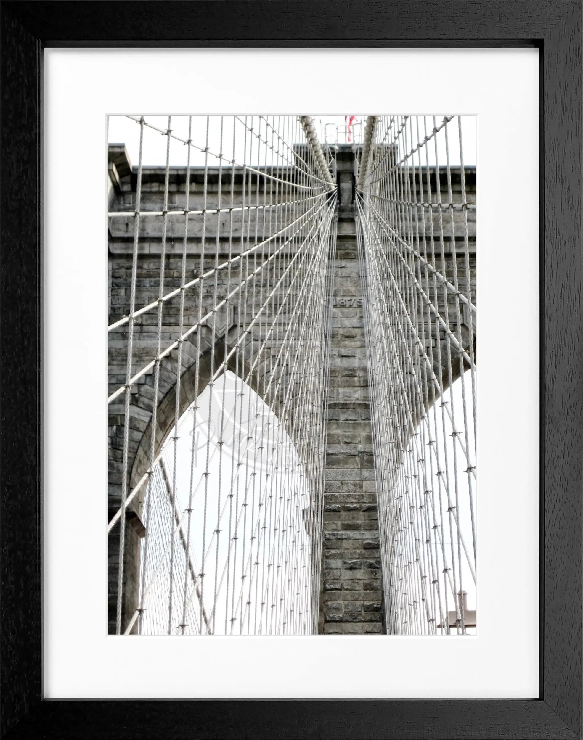 Schwarz-weiß Poster mit Rahmen, New York Brooklyn Bridge Motiv, von Cosman-Photocollection, 25x31 cm