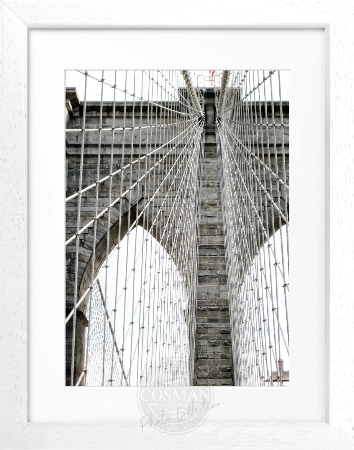 Schwarz-weiß Poster mit Rahmen von Cosman-Photocollection, New York Brooklyn Bridge, 25x31cm, Wanddekoration