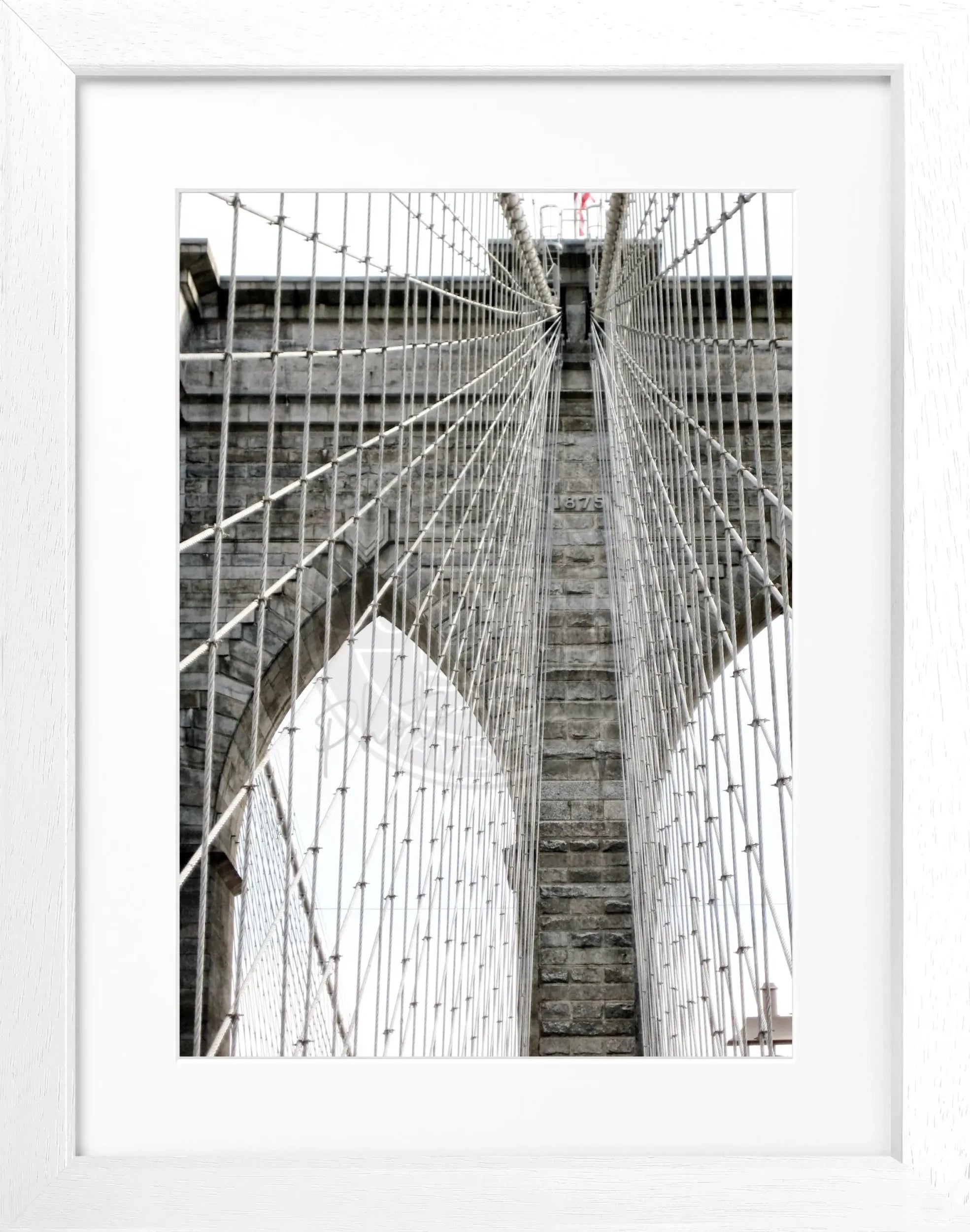 Schwarz-weiß Poster mit Rahmen von Cosman-Photocollection, New York Brooklyn Bridge, 25x31cm, Wanddekoration