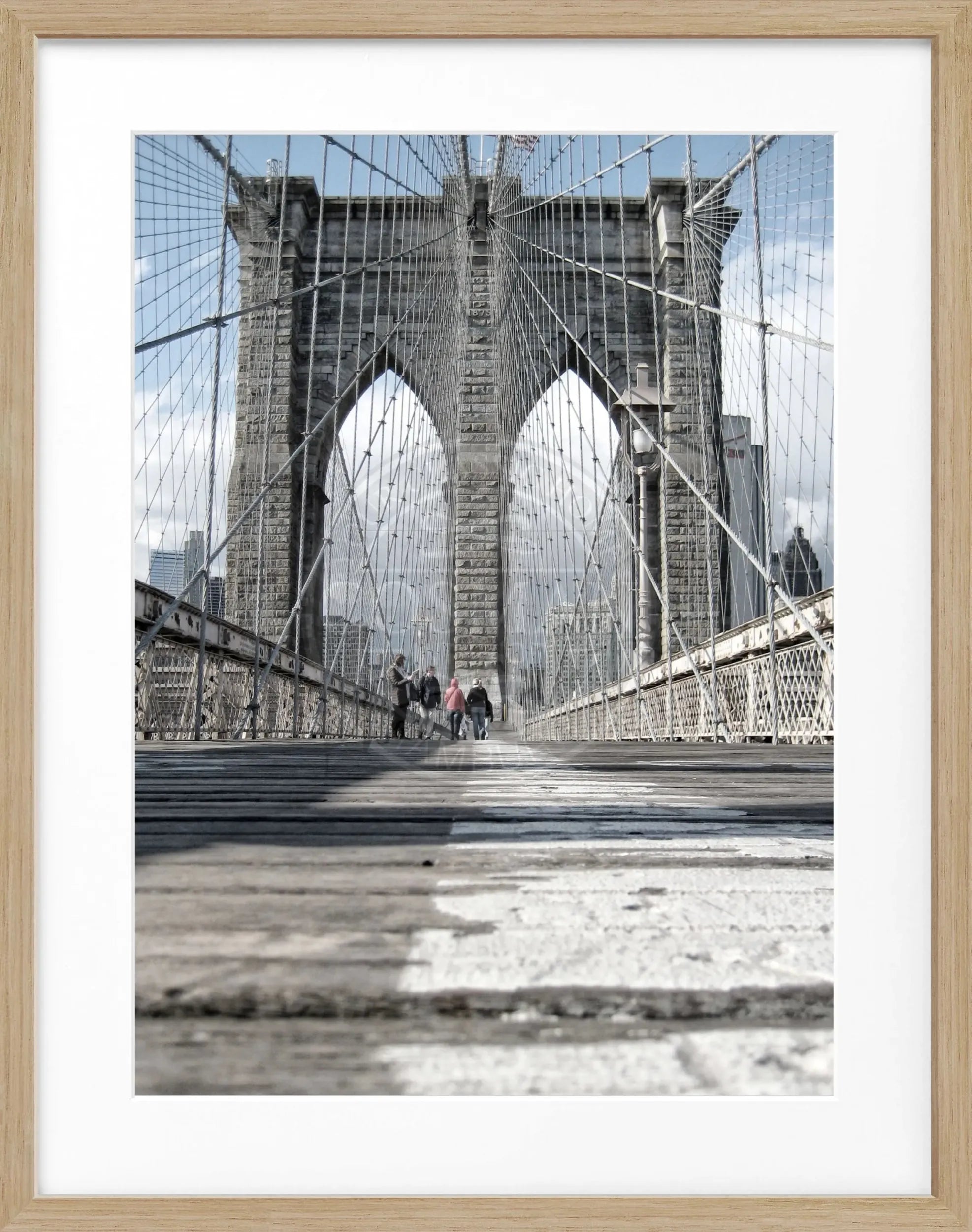 Schwarz-weiß Poster mit Rahmen von Cosman-Photocollection, New York Brooklyn Bridge, 25x31 cm, urbanes Stadtmotiv
