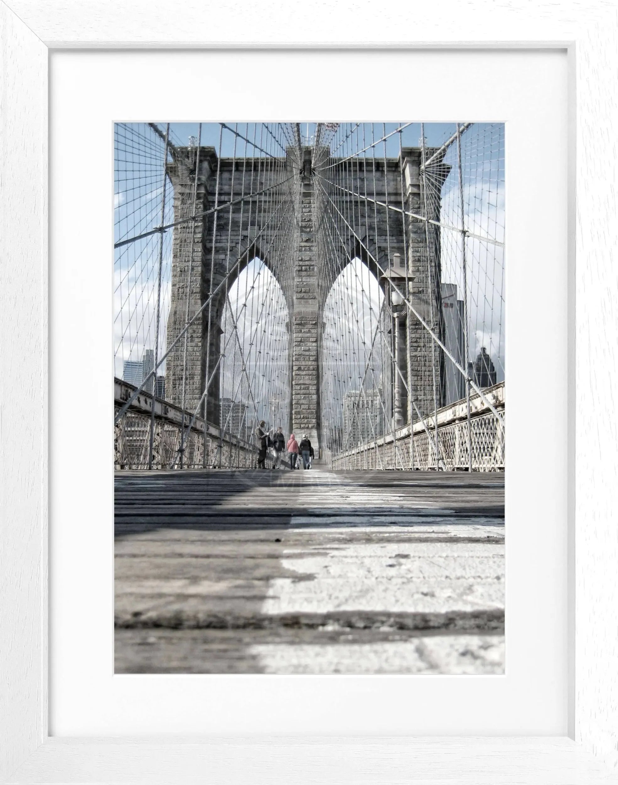 Schwarz-weiß Poster mit Rahmen von Cosman-Photocollection, New York Brooklyn Bridge, 25x31 cm, stilvolles Wandbild