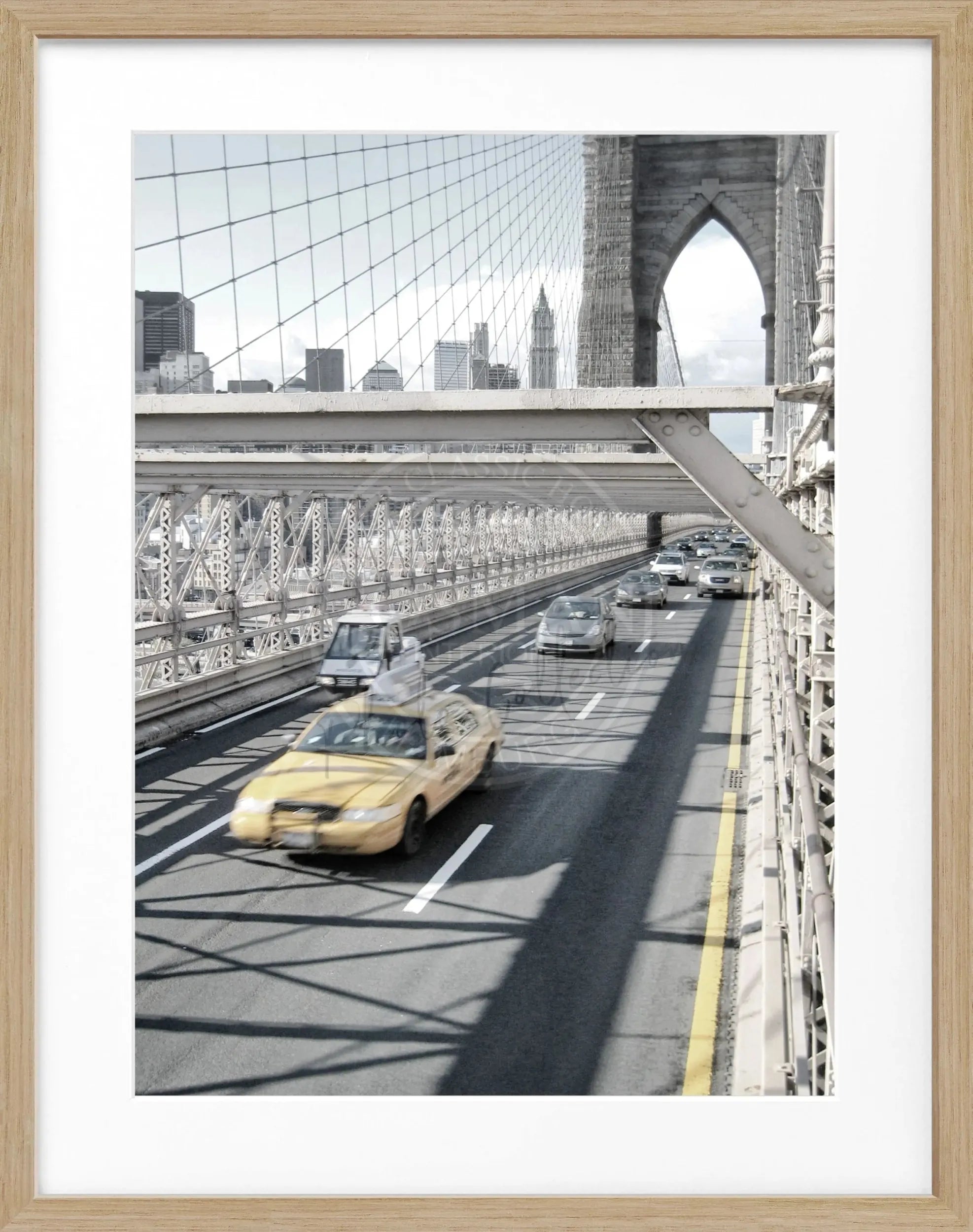 Schwarz-weiß Poster mit Rahmen von Cosman-Photocollection, New York Brooklyn Bridge, 25x31 cm, Wanddekoration im modernen Stil
