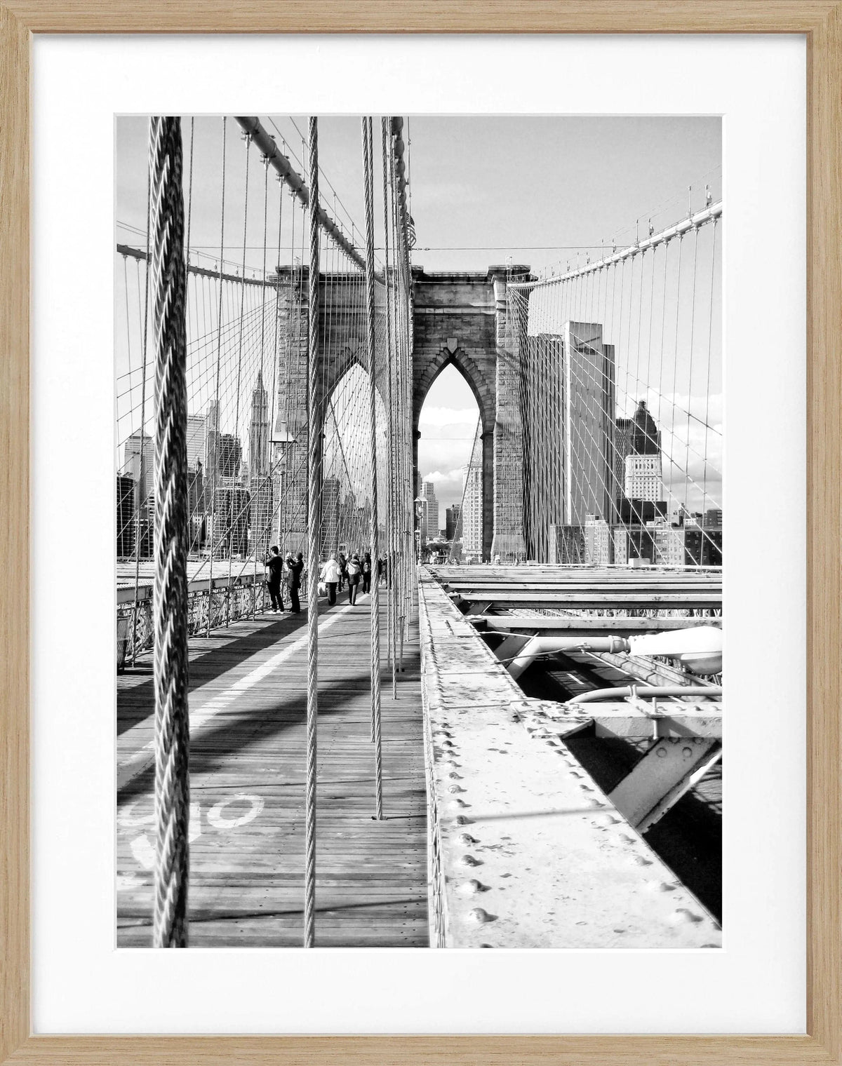 Schwarz-weiß Poster mit Rahmen von Cosman-Photocollection, New York Brooklyn Bridge, 25x31 cm, urbanes Stadtmotiv
