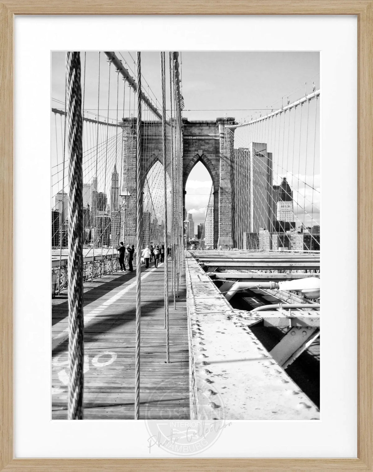 Schwarz-weiß Poster mit Rahmen von Cosman-Photocollection, New York Brooklyn Bridge, 25x31 cm, urbanes Stadtmotiv