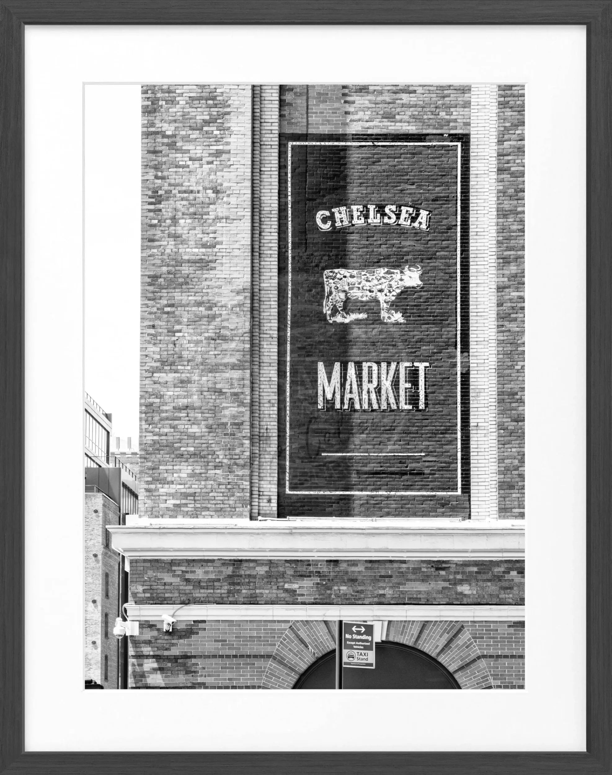 Schwarz-weiß Poster mit Rahmen von Cosman-Photocollection, New York Chelsea Market, 25x31 cm, Wanddekoration mit Stadtmotiv
