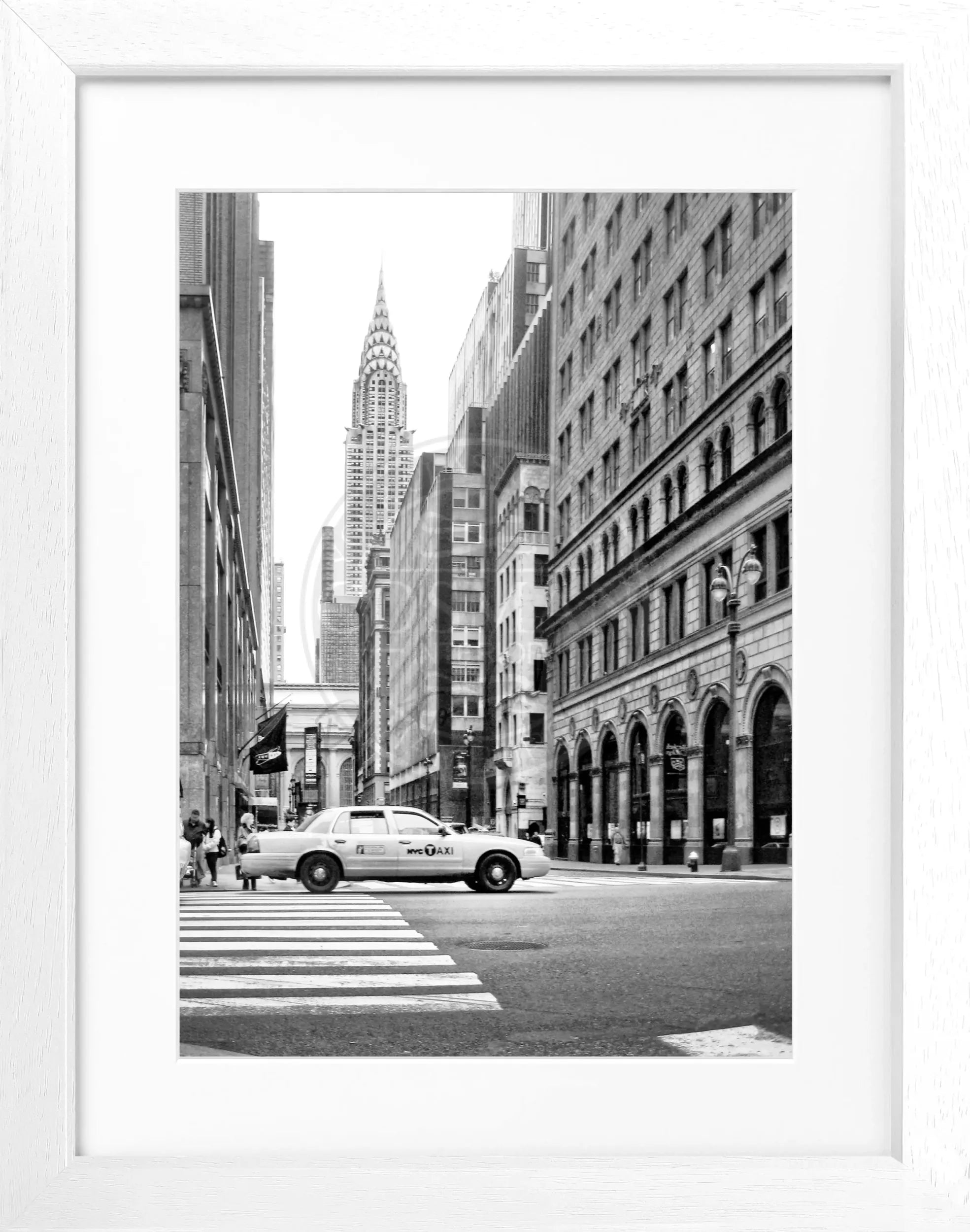 Schwarz-weiß Poster mit Rahmen, New York Chrysler Building, von Cosman-Photocollection, 25x31cm, dekoratives Stadtbild.