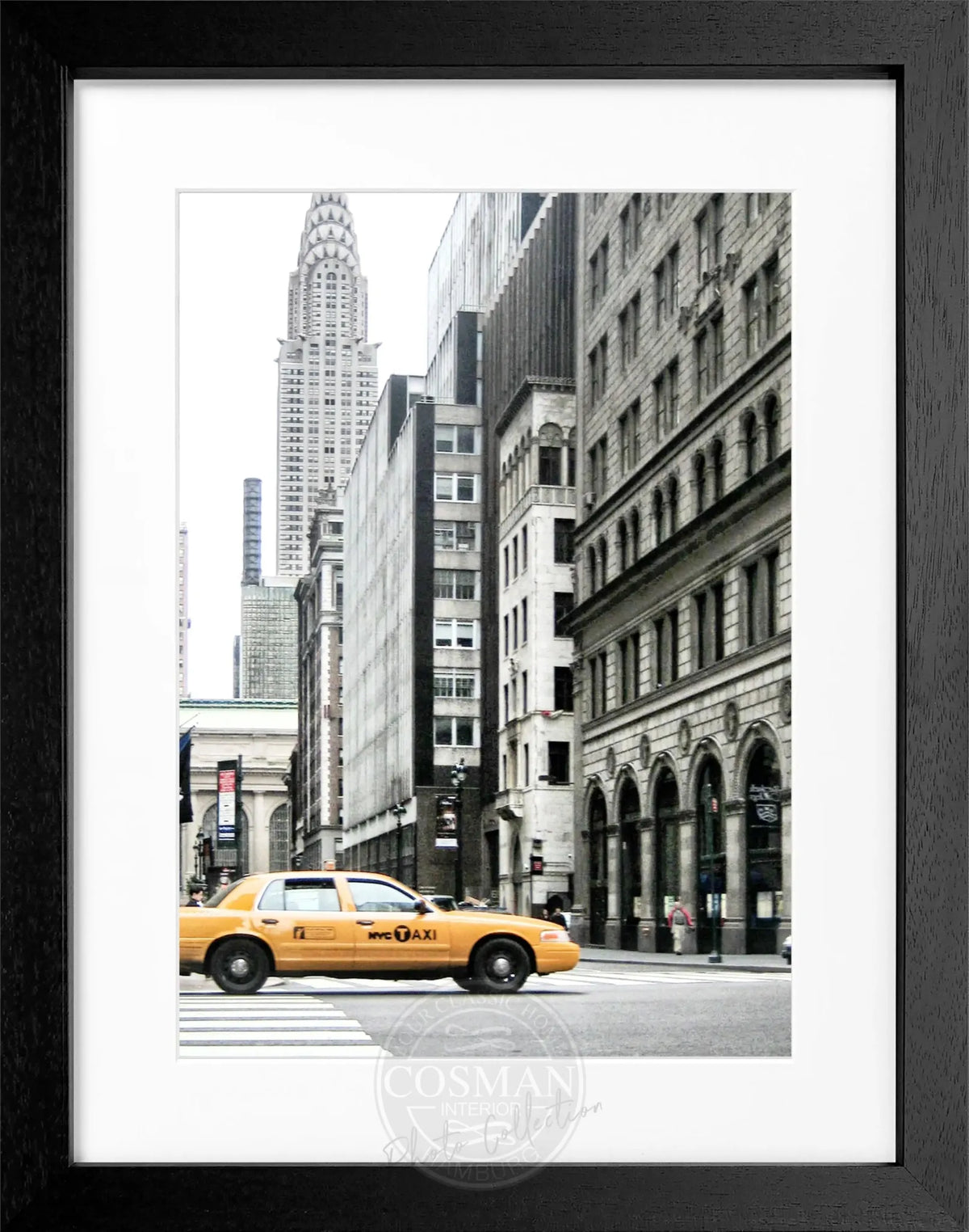 Schwarz-weiß Poster mit Rahmen von Cosman-Photocollection, New York Chrysler Building, 25x31cm, Wanddekoration, Fotokunst