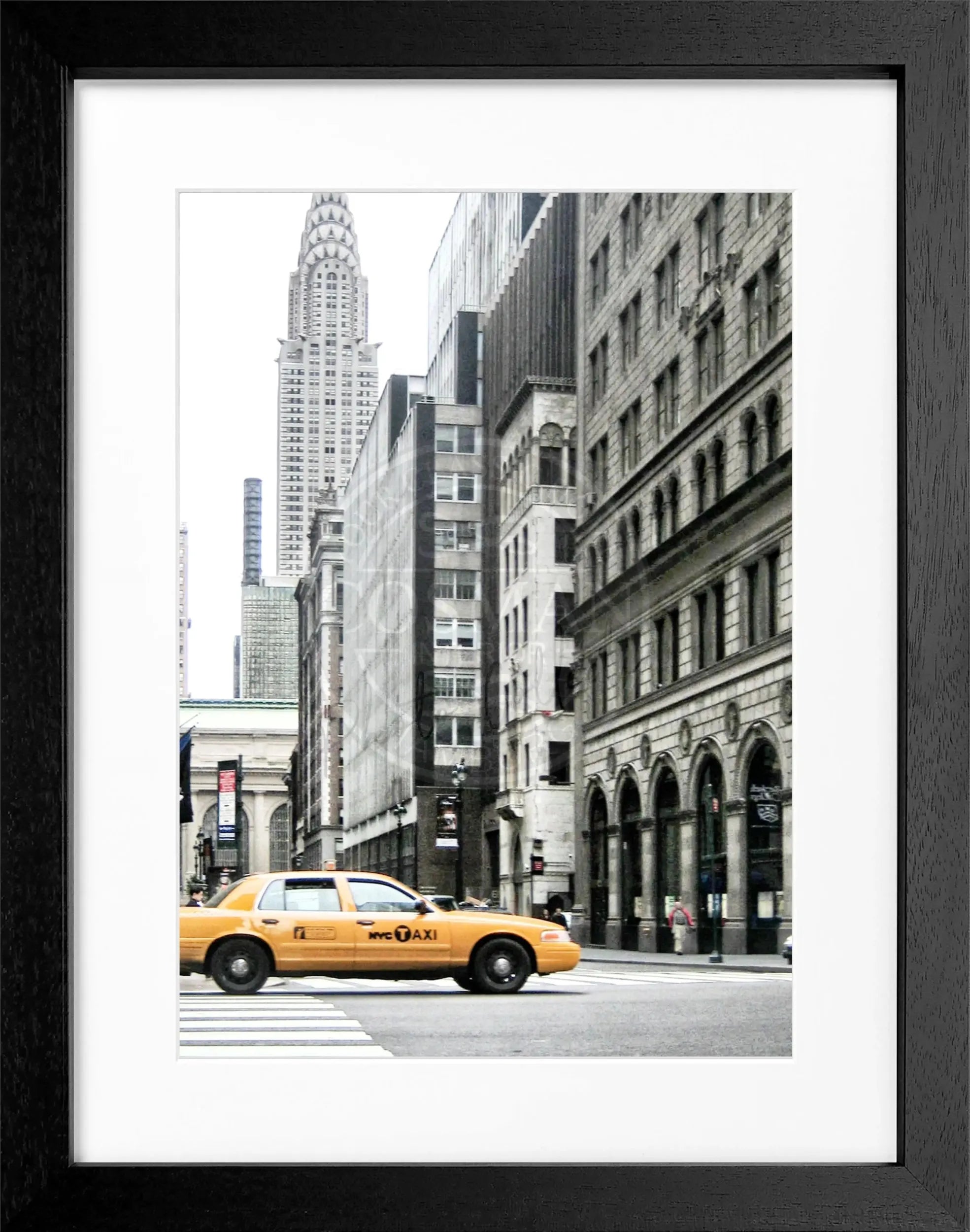 Schwarz-weiß Poster mit Rahmen von Cosman-Photocollection, New York Chrysler Building, 25x31cm, Wanddekoration, Fotokunst