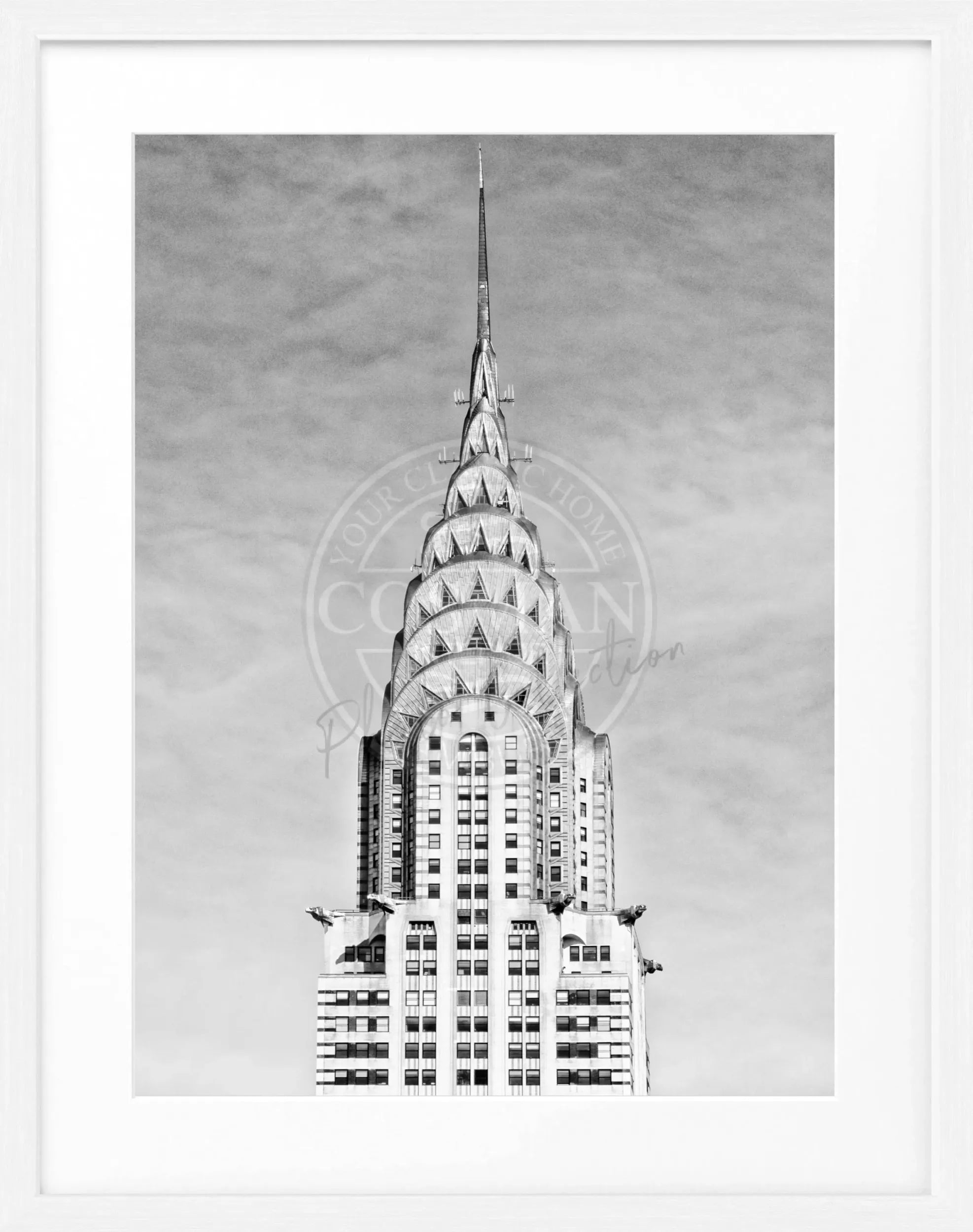 Schwarz-weiß Poster mit Rahmen von Cosman-Photocollection, New York Chrysler Building, 25x31cm, modernes Stadtmotiv