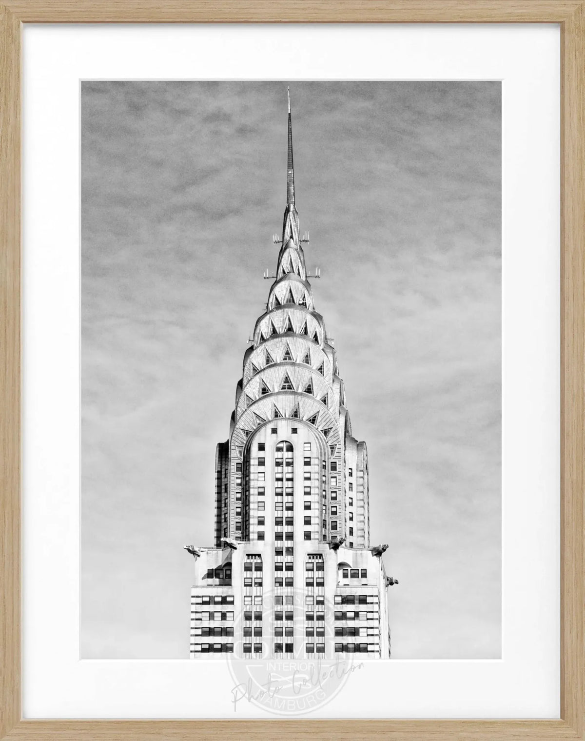 Schwarz-weiß Poster mit Rahmen von Cosman-Photocollection, New York Chrysler Building, 25x31 cm, stilvolles Stadtmotiv