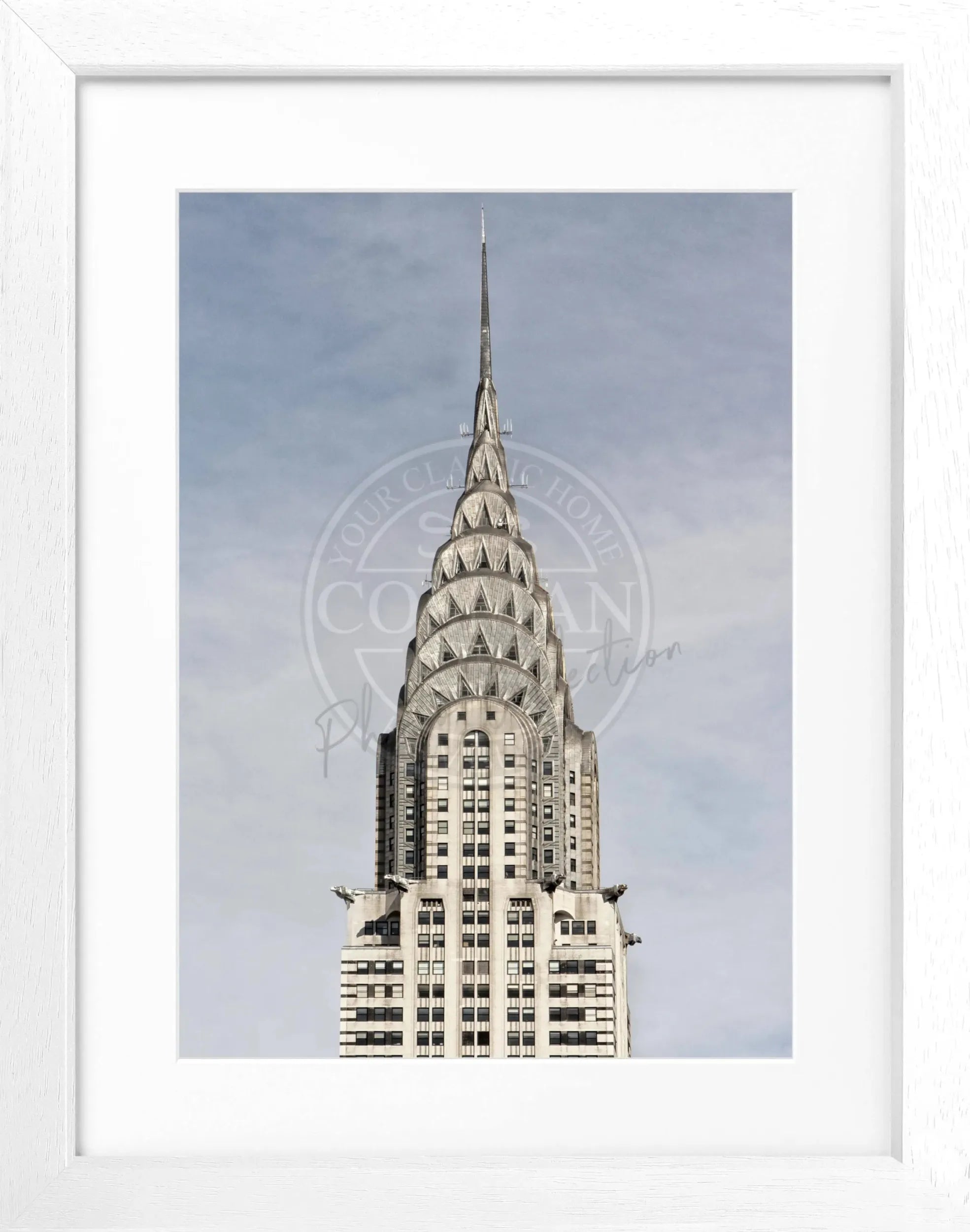 Schwarz-weiß Poster mit Rahmen von Cosman-Photocollection, zeigt das Chrysler Building in New York, Maße 25x31 cm