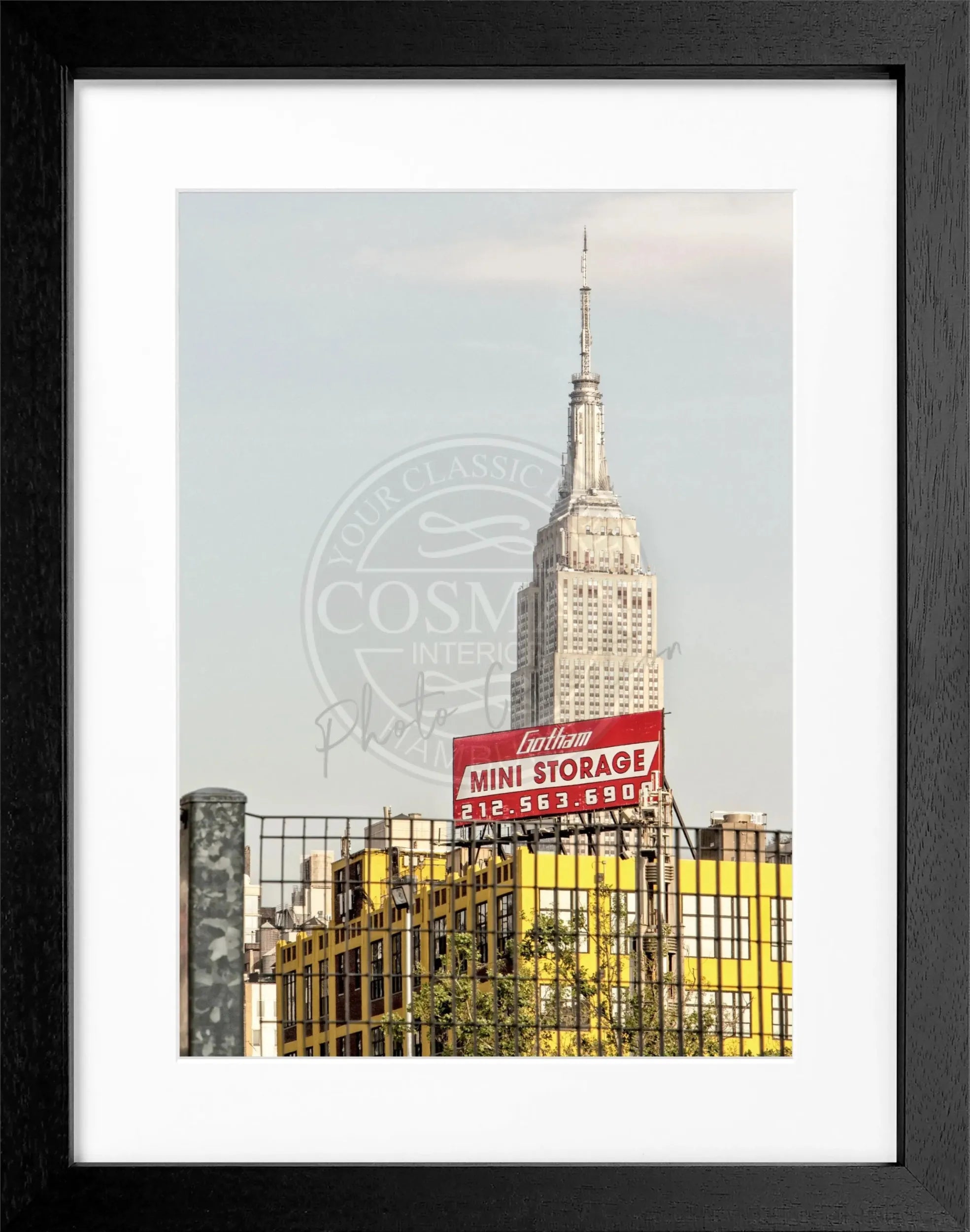 Schwarz-weiß Poster mit Rahmen von Cosman-Photocollection, New York Empire State Building, 25x31 cm, Wanddekoration