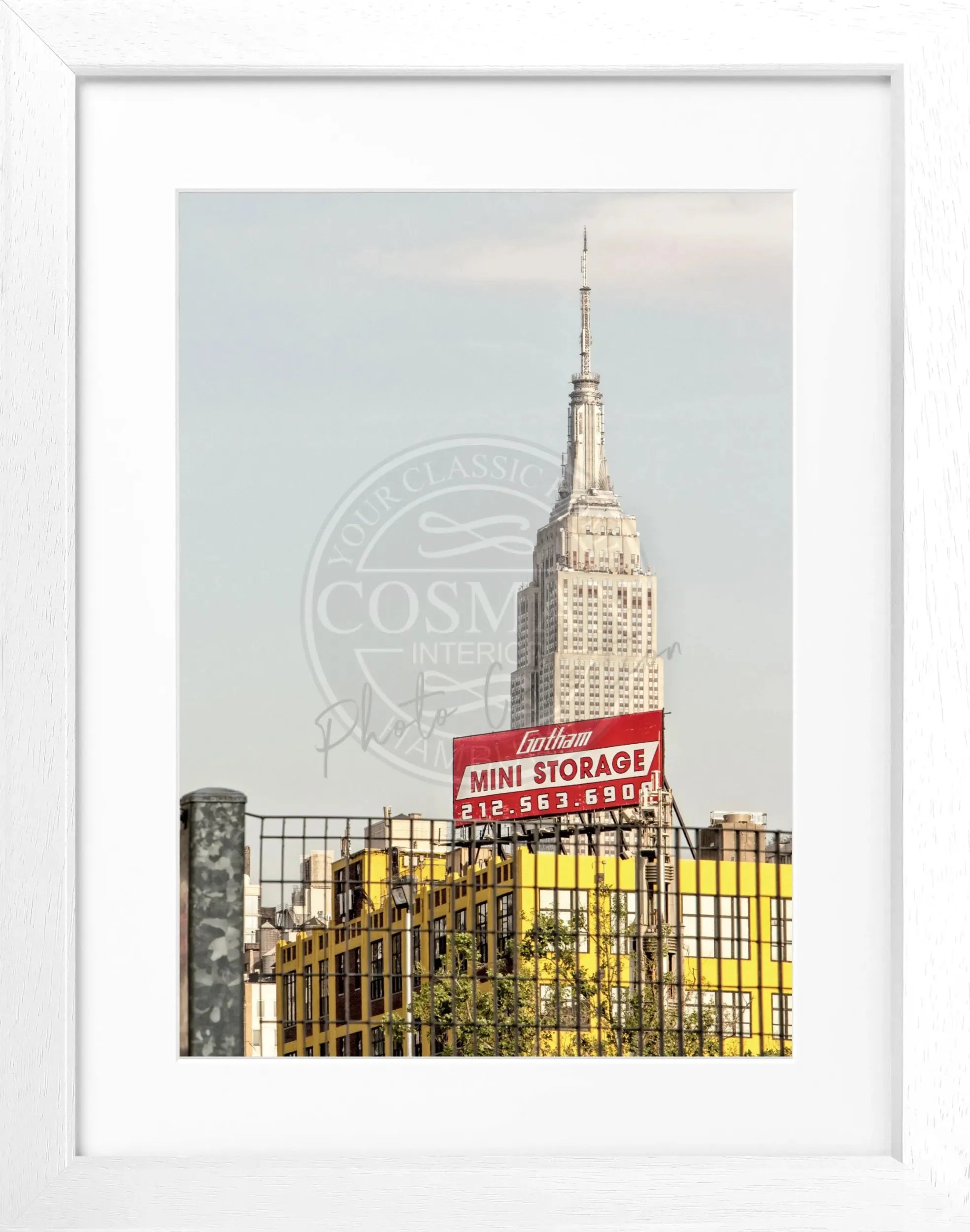 Schwarz-weiß Poster mit Rahmen von Cosman-Photocollection, Empire State Building in New York, 25x31cm, Wanddekoration