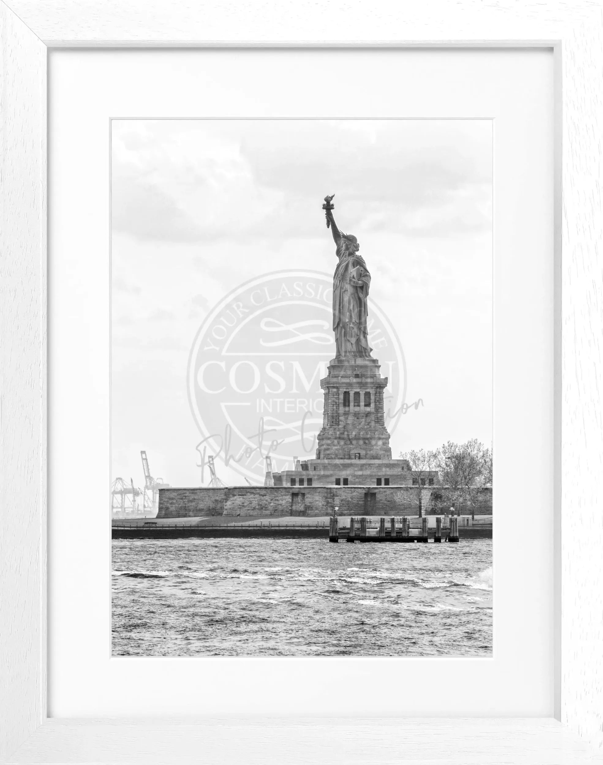 Schwarz-weiß Poster mit Rahmen von New York NY121, 25x31 cm, von Cosman-Photocollection, detailreiche Stadtaufnahme
