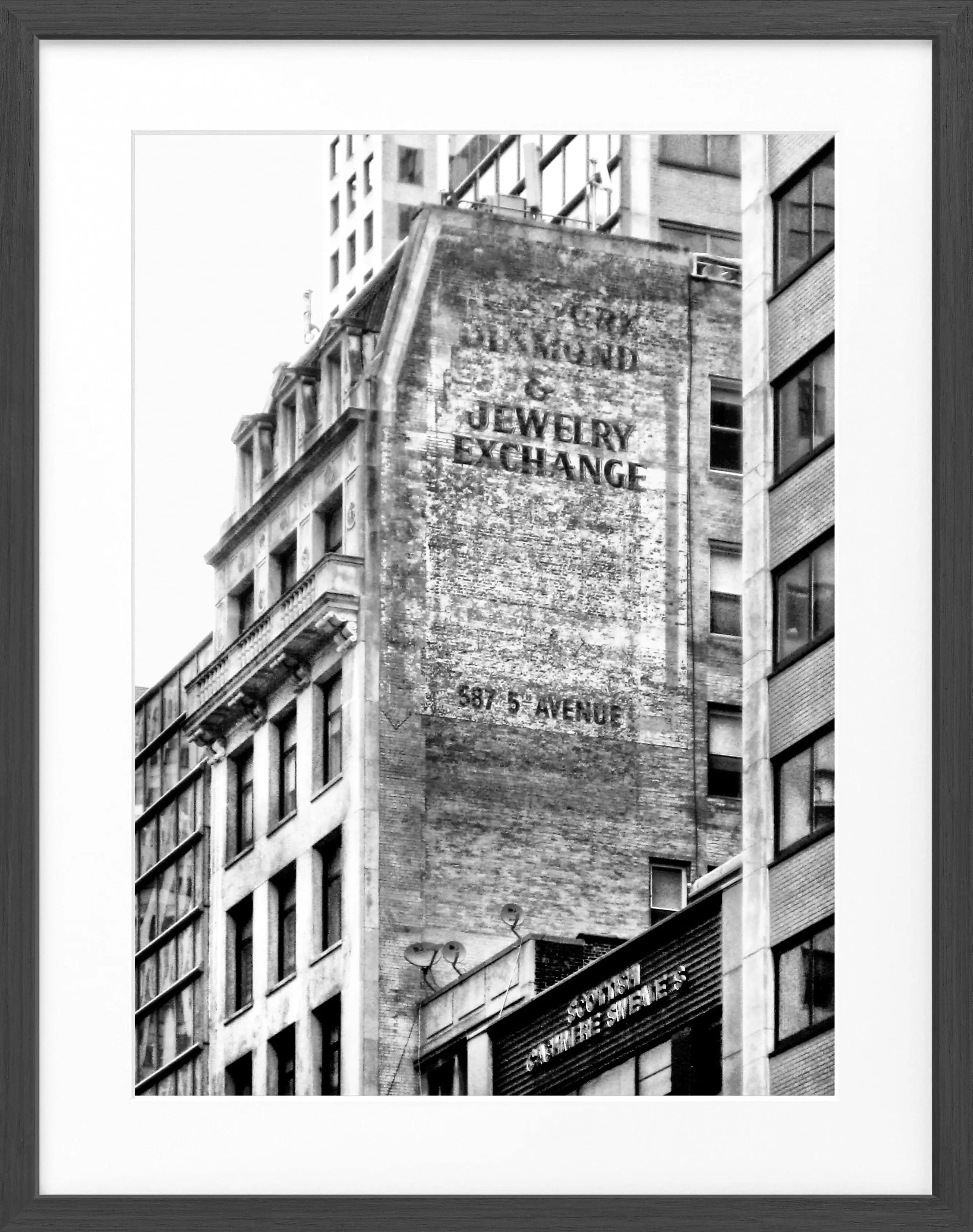 Schwarz-weiß Poster mit Rahmen von New York NY33A, 25x31cm, von Cosman-Photocollection, Wanddekoration mit Stadtmotiv