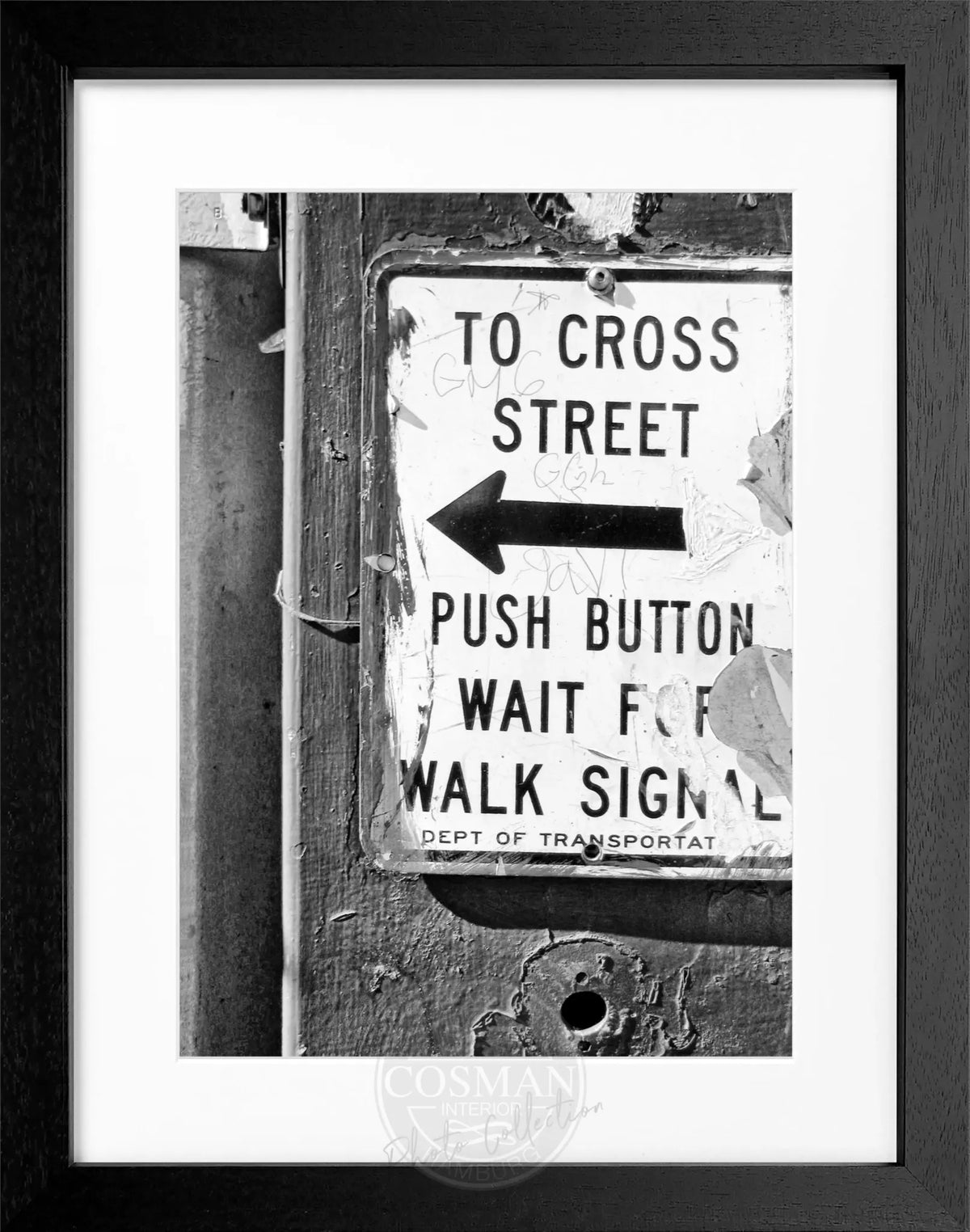 Schwarz-weiß Poster von New York mit Rahmen, 25x31 cm, von Cosman-Photocollection, urbanes Stadtmotiv.